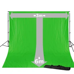 Bresser Hintergrundsysteme|Greenscreenhintergünde>BR-D23 Hintergrundsystem + Greenscreen/ Chromakey Grün Hintergrundstoff 3 x 6m