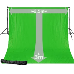 Bresser Hintergrundsysteme|Greenscreenhintergünde>BR-D24 Hintergrundsystem + Greenscreen/ Chromakey Grün Hintergrundstoff 2,5 x 3m
