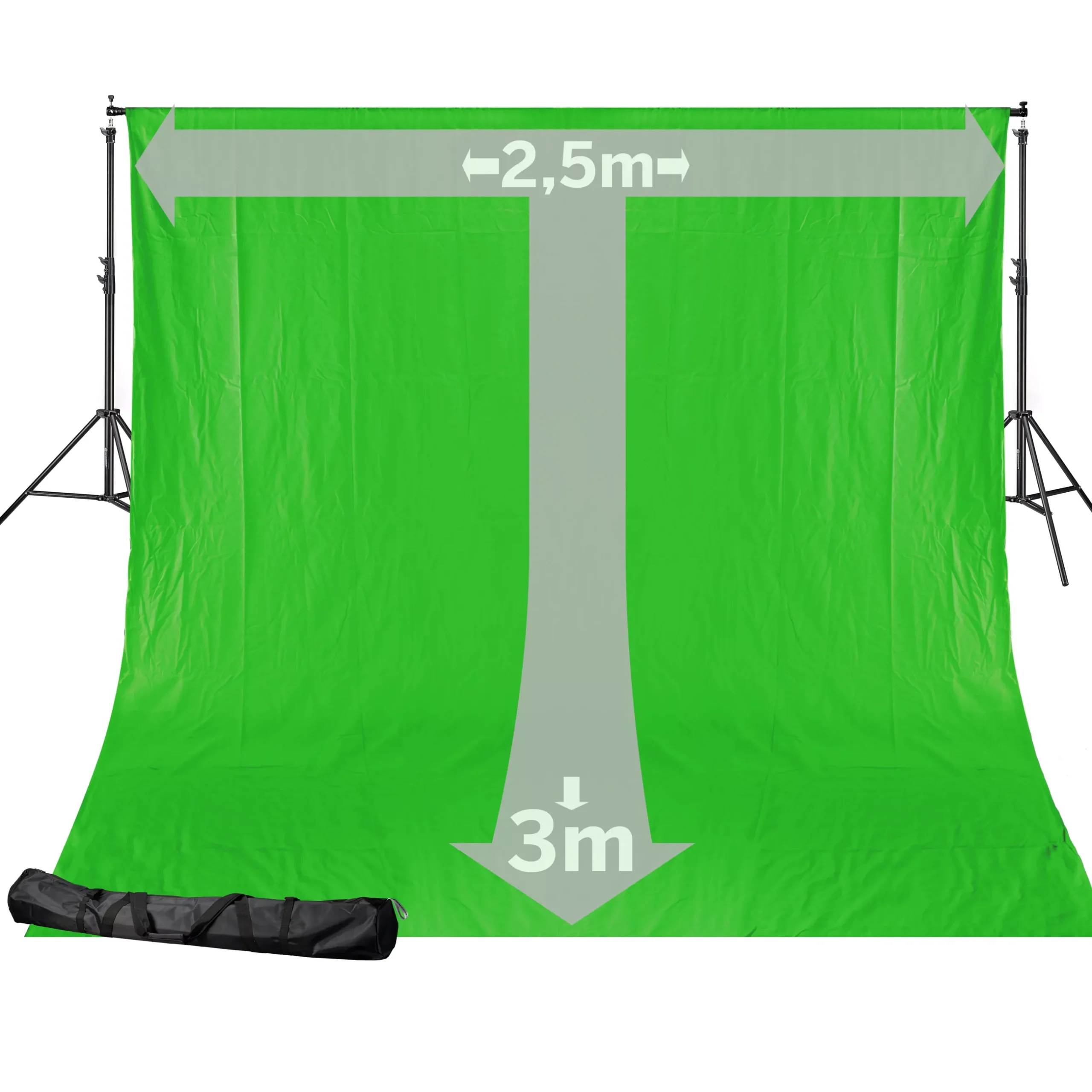 Bresser Hintergrundsysteme|Greenscreenhintergünde>BR-D24 Hintergrundsystem + Greenscreen/ Chromakey Grün Hintergrundstoff 2,5 x 3m