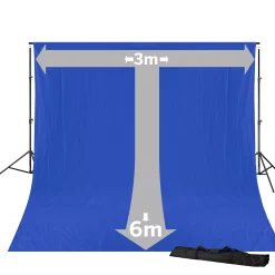 Bresser Hintergrundsysteme>BR-D23 Hintergrundsystem + Hintergrundstoff 3 x 6m Chromakey Blau