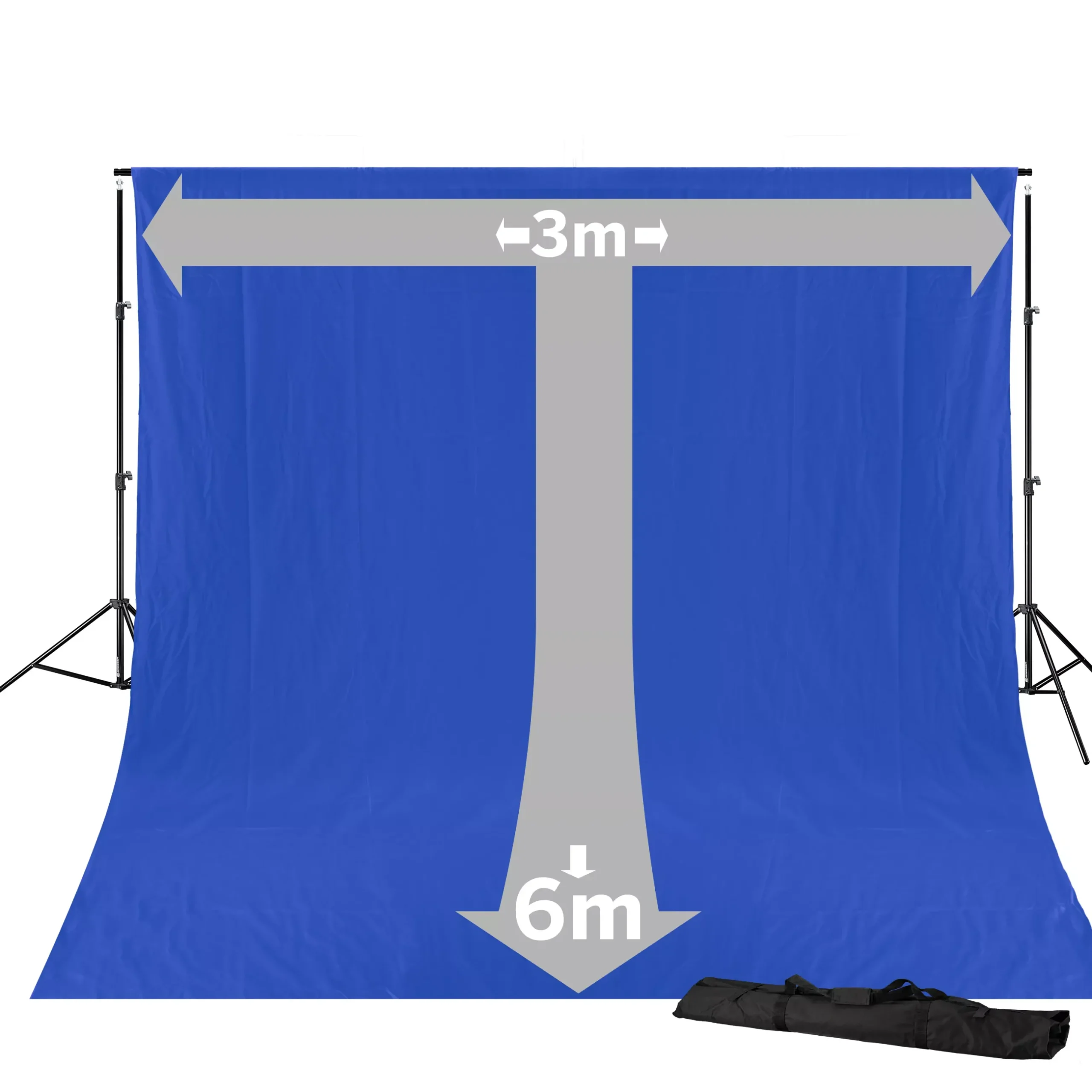 Bresser Hintergrundsysteme>BR-D23 Hintergrundsystem + Hintergrundstoff 3 x 6m Chromakey Blau