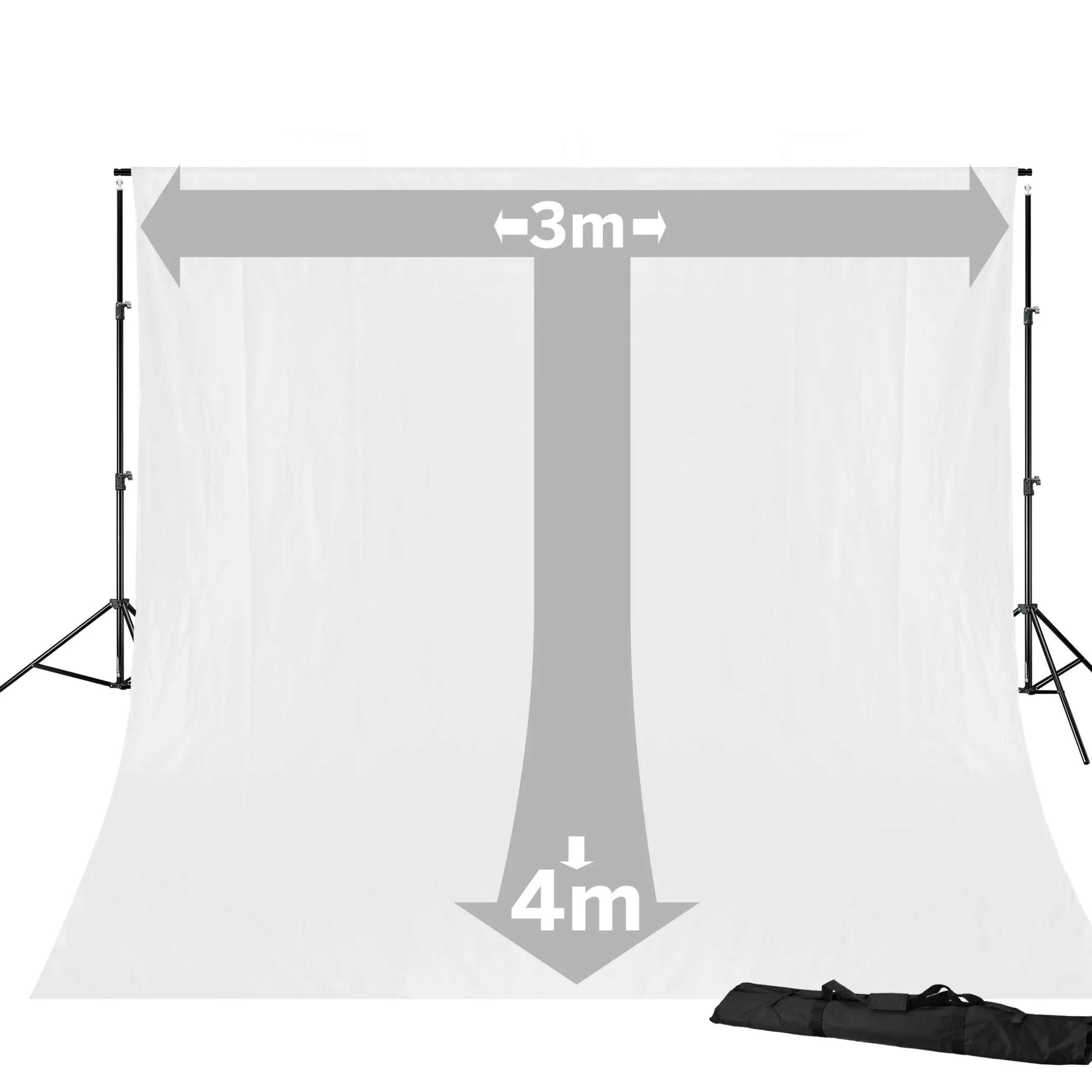 Bresser Hintergrundsysteme>BR-D23 Hintergrundsystem + Hintergrundstoff 3 x 4m Weiß