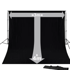 Bresser Hintergrundsets|Hintergrundsysteme>BR-D23 Hintergrundsystem + Hintergrundtstoff 3 x 4m Schwarz