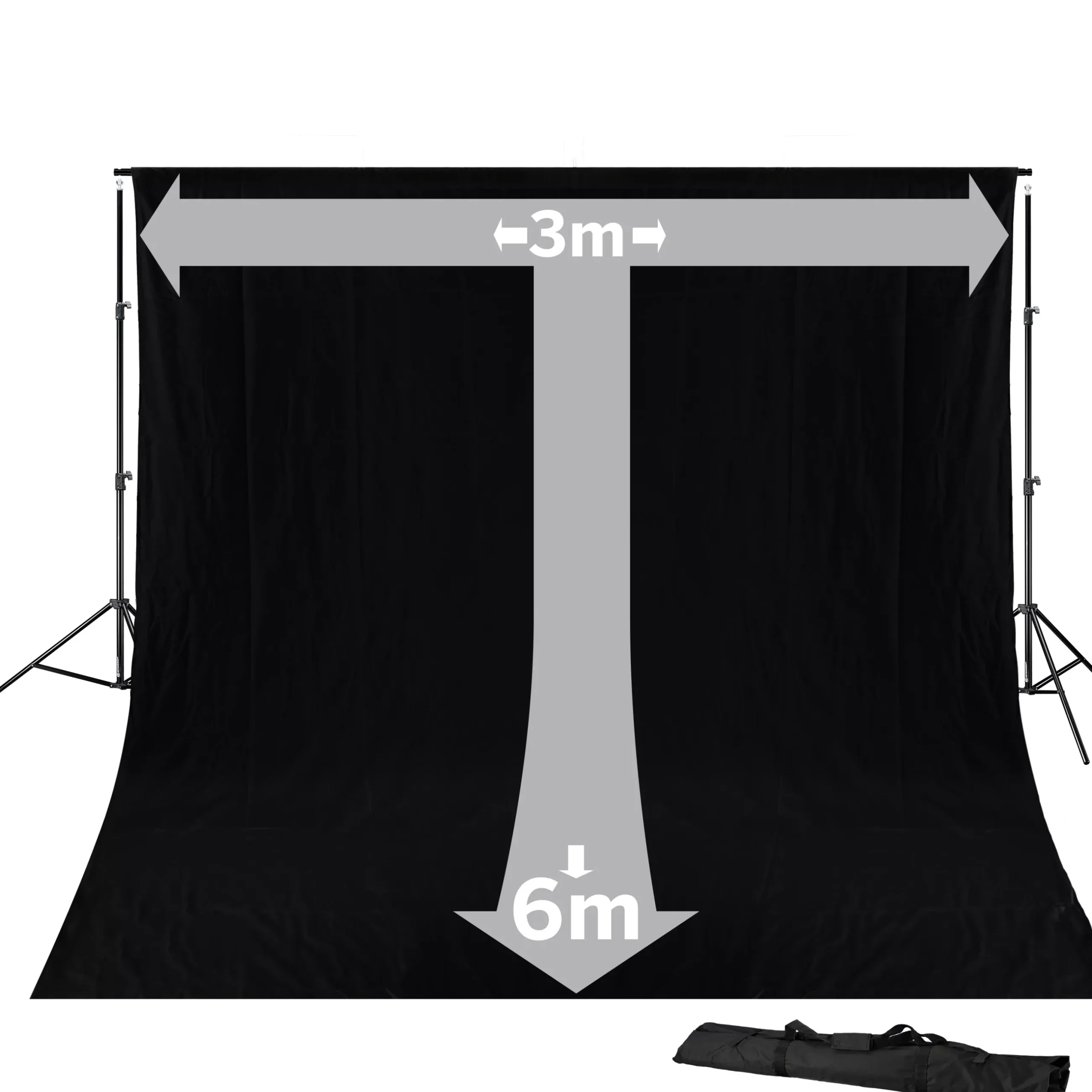 Bresser Hintergrundsets|Hintergrundsysteme>BR-D23 Hintergrundsystem + Hintergrundstoff 3 x 6m Schwarz