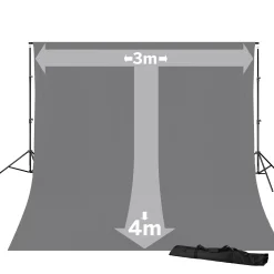 Bresser Hintergrundsets|Hintergrundsysteme>BR-D23 Hintergrundsystem + Hintergrundstoff 3 x 4m Grau