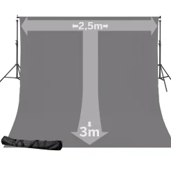 Bresser Hintergrundsets|Hintergrundsysteme>BR-D24 Hintergrundsystem + Hintergrundstoff 2,5 x 3m Grau