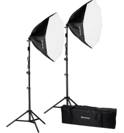 Bresser Tageslichtsets>BR-2860 LED Softbox-Tageslichtset 2 x 50W mit Softboxen