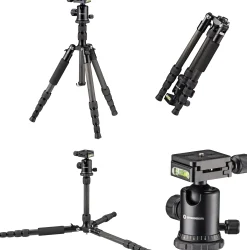 Bresser Kamerastative|Stative>BR-2205-N1 Carbon Fotostativ bis 8 kg verwendbar als Dreibein- und Bodenstativ