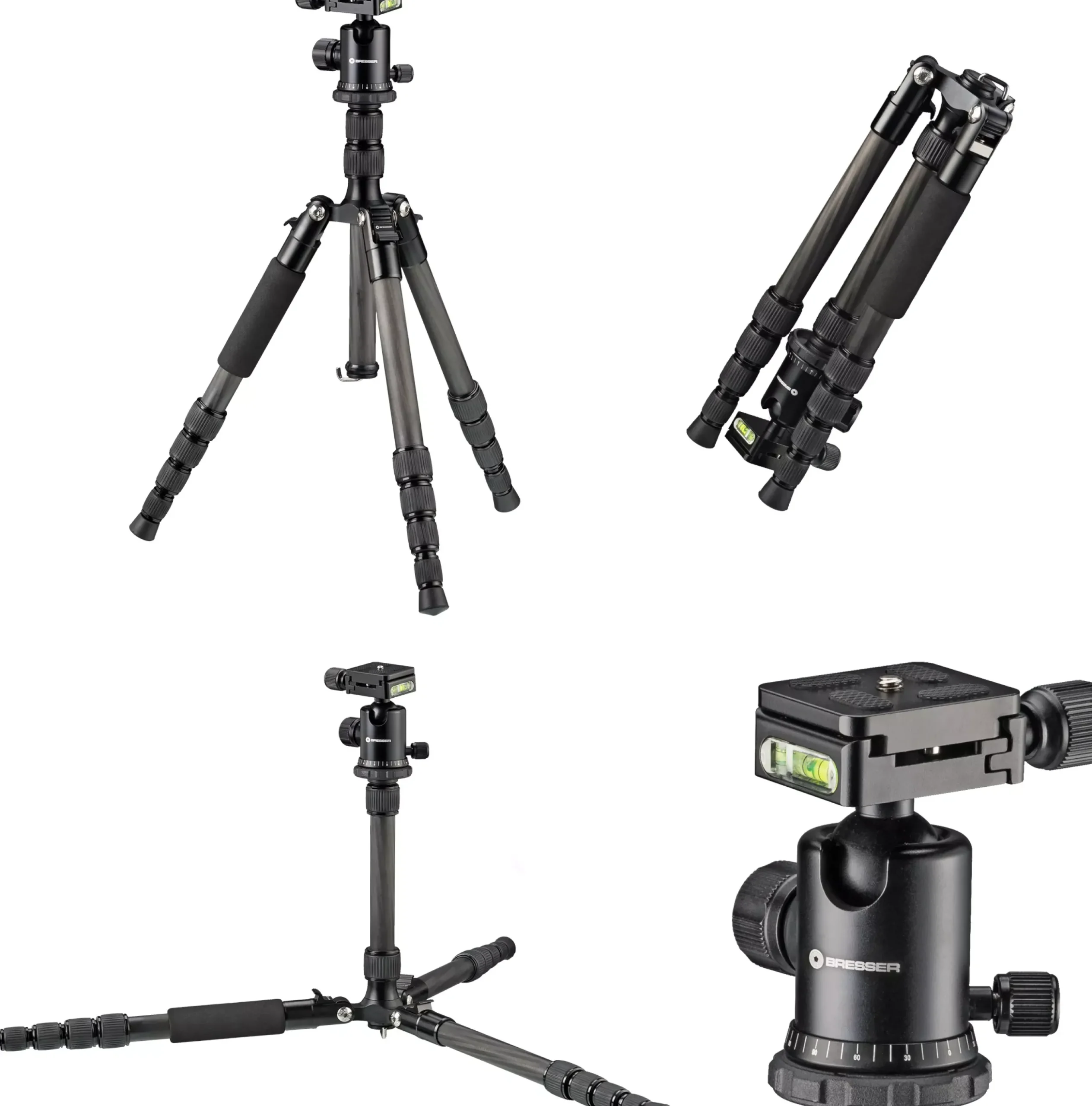 Bresser Kamerastative|Stative>BR-2205-N1 Carbon Fotostativ bis 8 kg verwendbar als Dreibein- und Bodenstativ