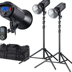 Bresser Tageslichtsets|Led Studiolampen Sets>BR-200S COB LED Tageslicht Dual Kit mit Reflektoren