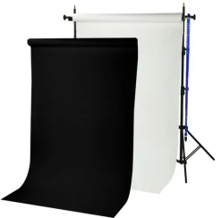 Bresser Hintergrundsets|Hintergrundsysteme>BR-TP240 Hintergrundsystem 240 cm hoch + 2 Papierrollen (1,35 x 11 m) arktisch weiß und schwarz