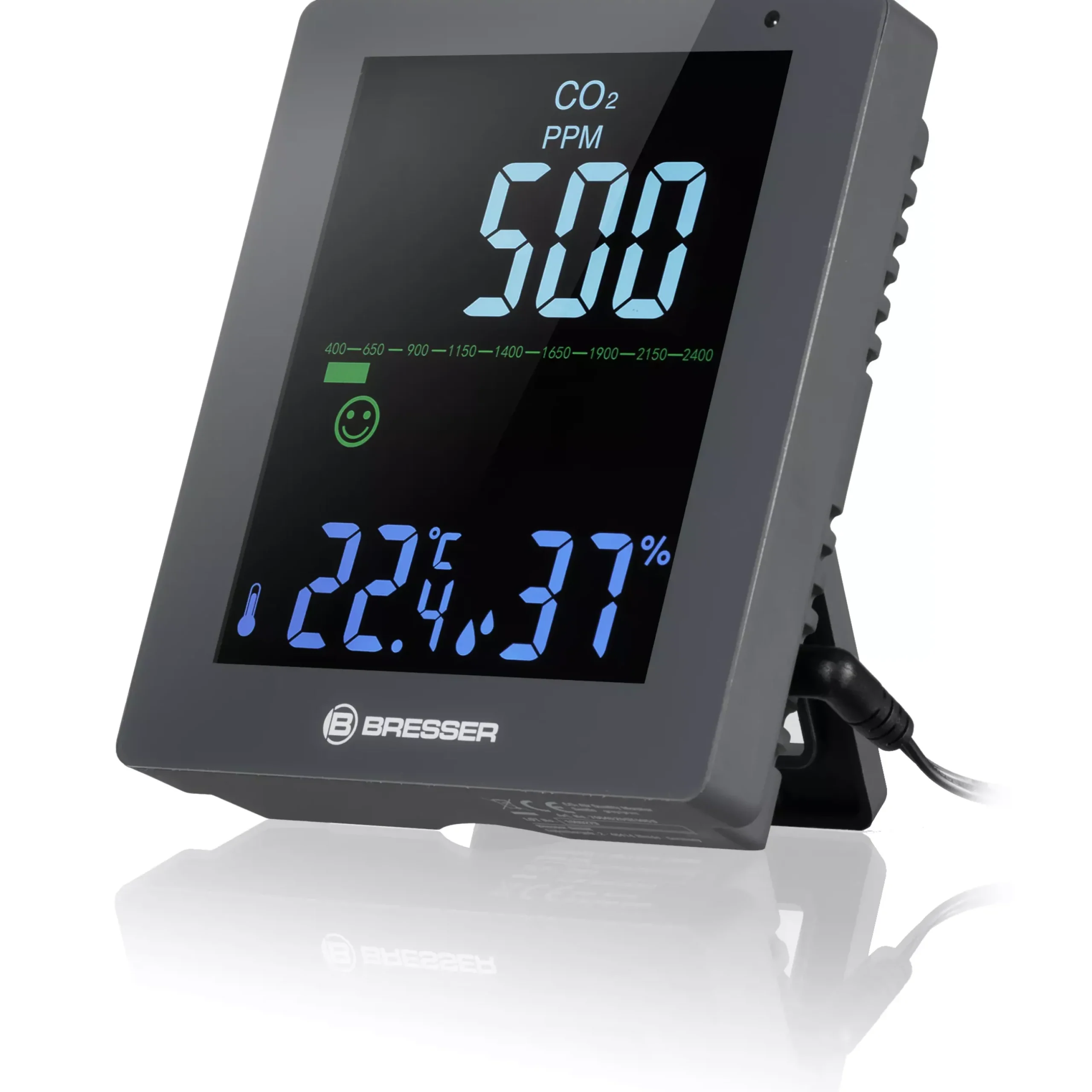 Bresser Raumklimamessgeräte|Luftqualitätsmessgeräte>CO2-Luftqualitätsmonitor Smile mit CO2-Ampel