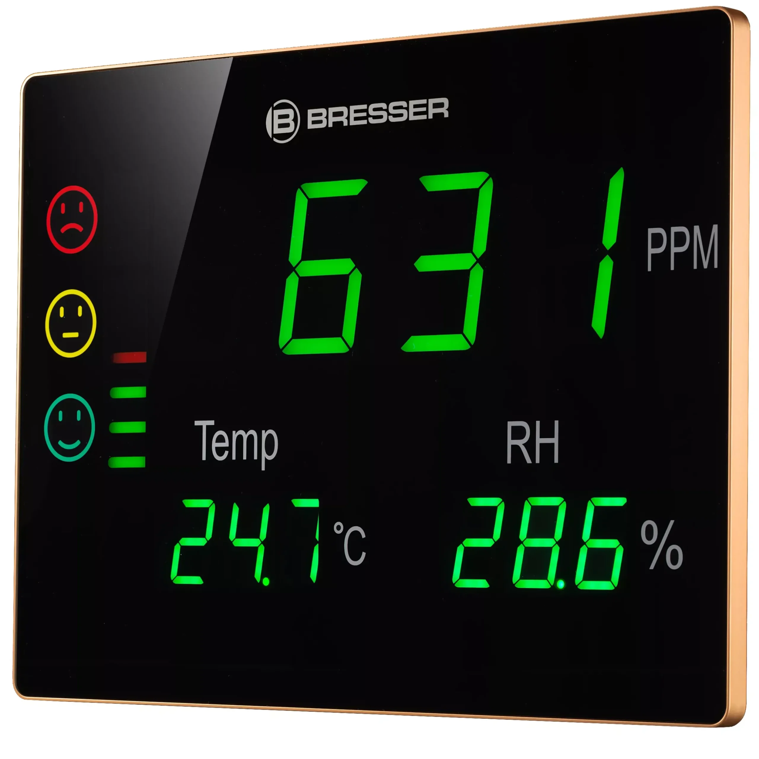 Bresser Luftqualitätsmessgeräte|Raumklimamessgeräte>CO2-Messgerät Smile XXL mit CO2-Ampel und extragroßem LED-Display