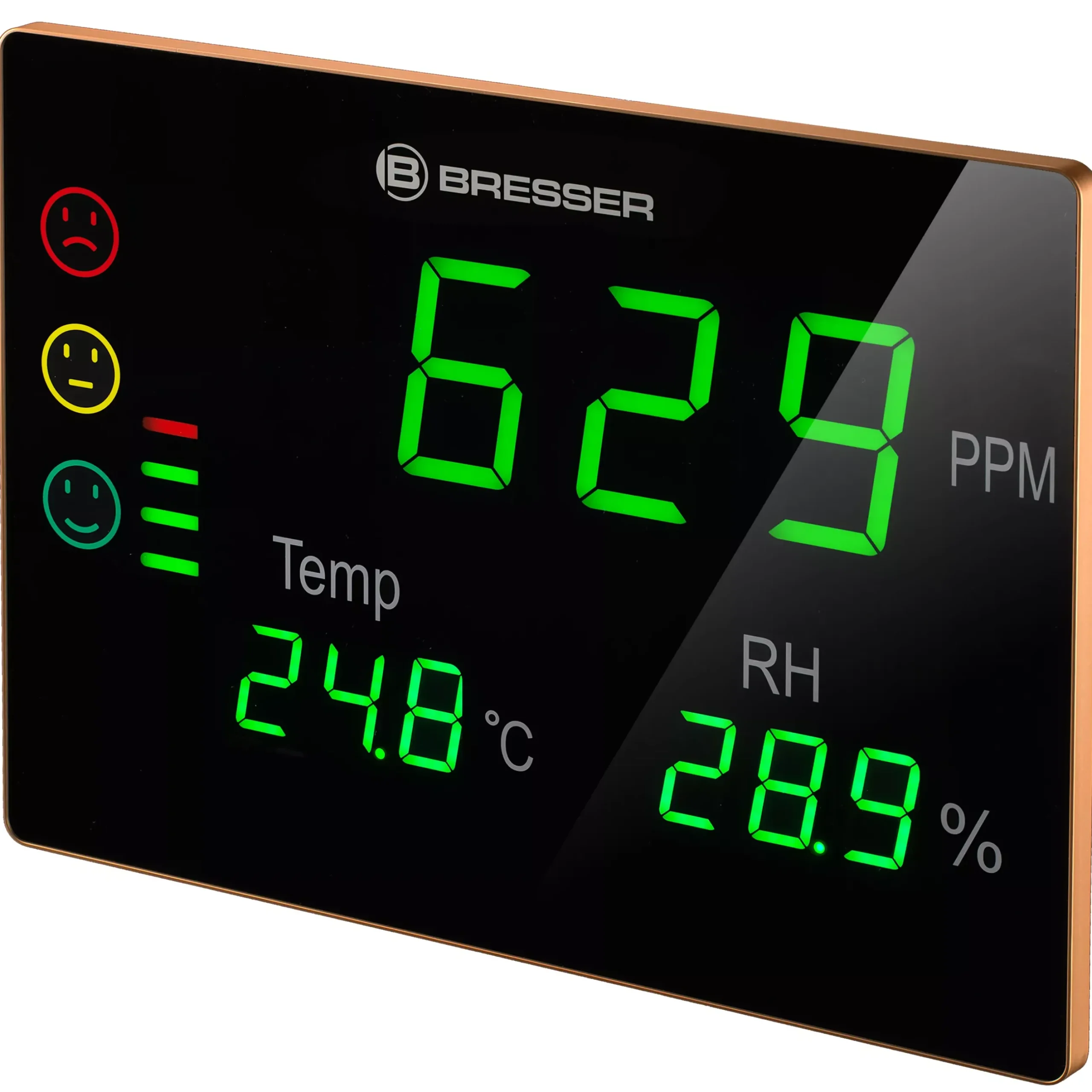 Bresser Luftqualitätsmessgeräte|Raumklimamessgeräte>CO2-Messgerät Smile XXL mit CO2-Ampel und extragroßem LED-Display