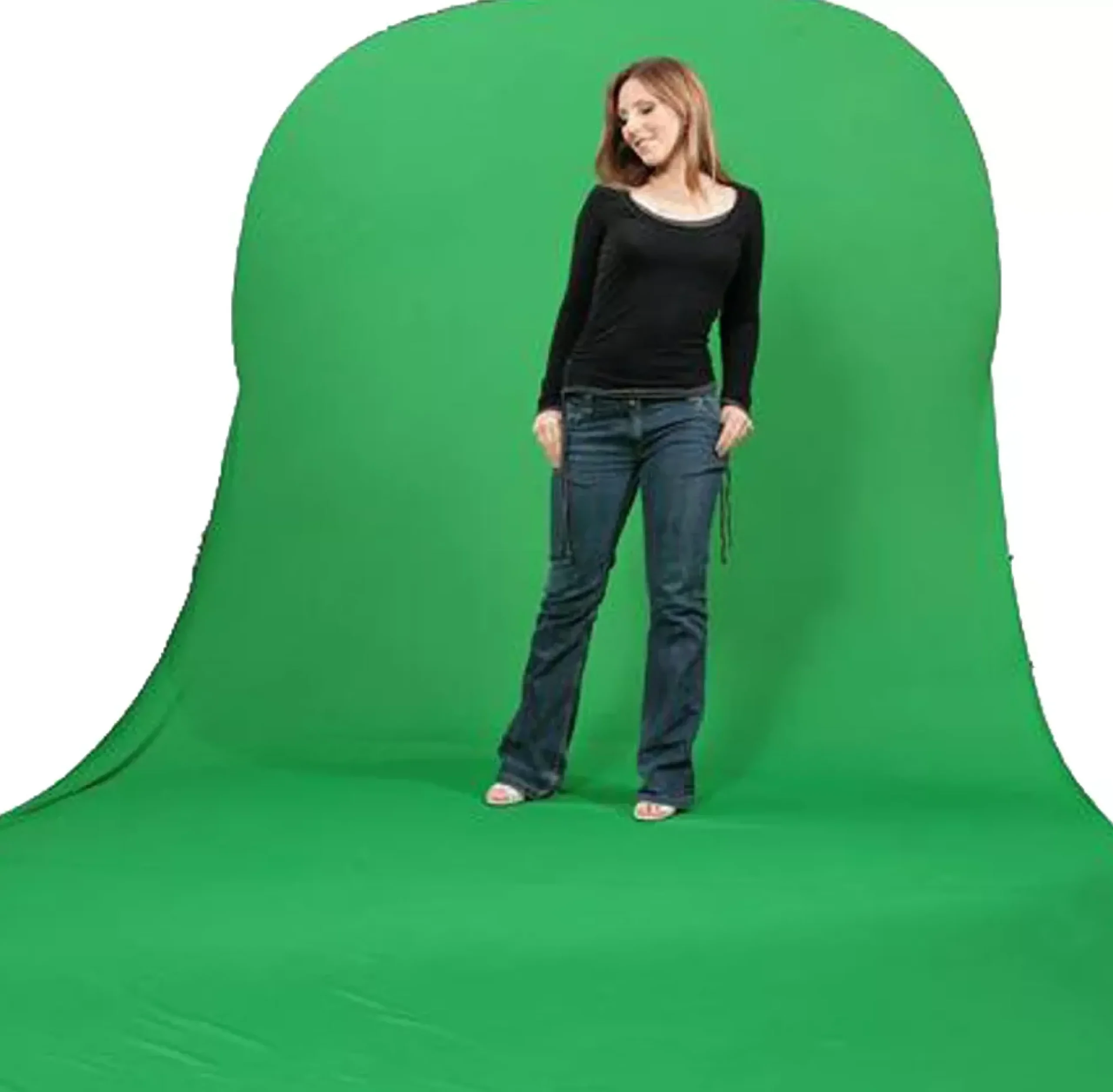 Bresser Falthintergründe|Greenscreenhintergünde>Falthintergrund BR-TR10 150 x 200 +200cm Grün/Weiß mit grüner Schleppe