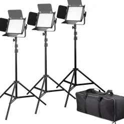 Bresser Led Flächenleuchten Sets>Flächenleuchten BR-600MB Triple Kit
