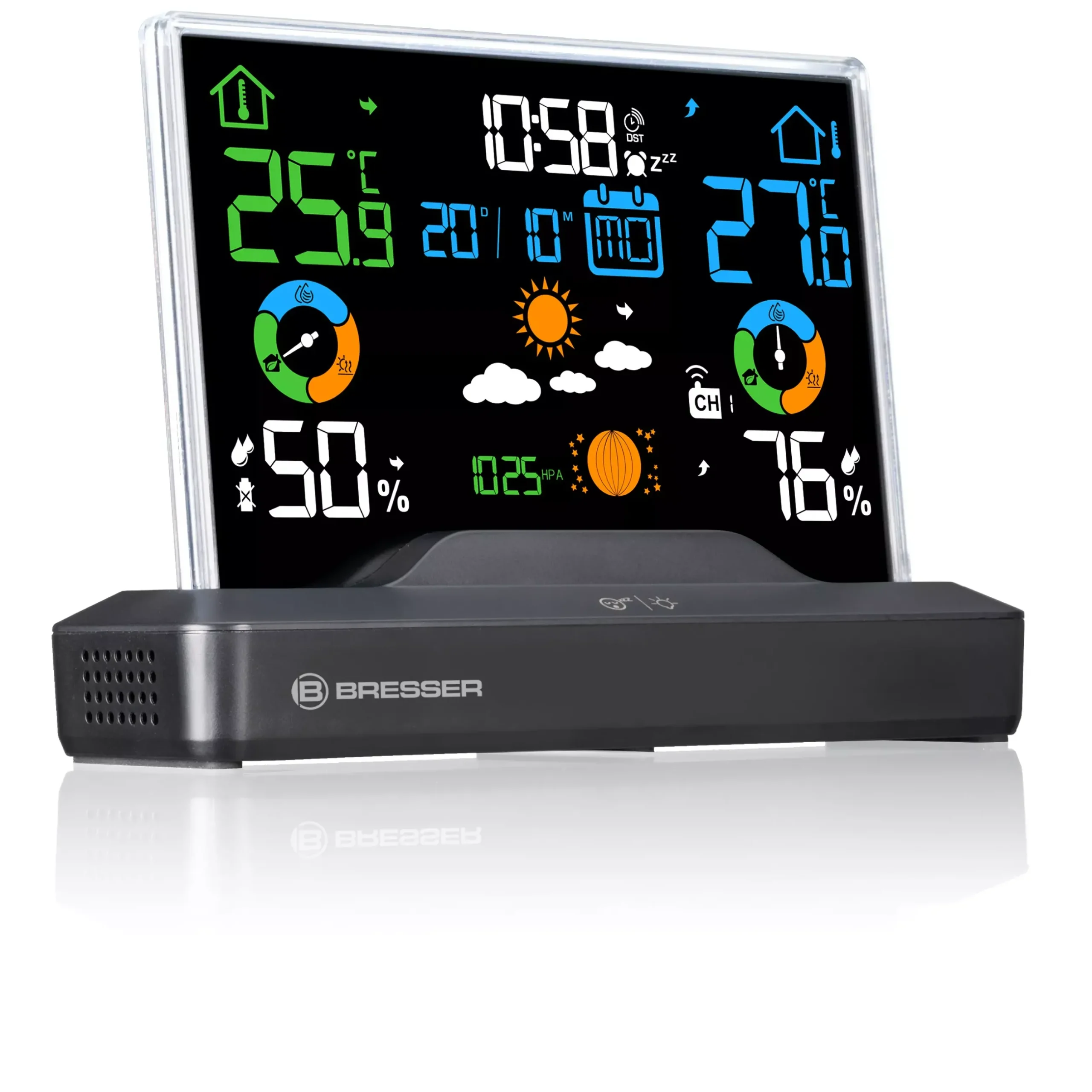 Bresser Raumklimamessgeräte|Wetterstationen Mit Thermo-/Hygro-Außensensor>Funk-Farbwetterstation mit rahmenlosem Display