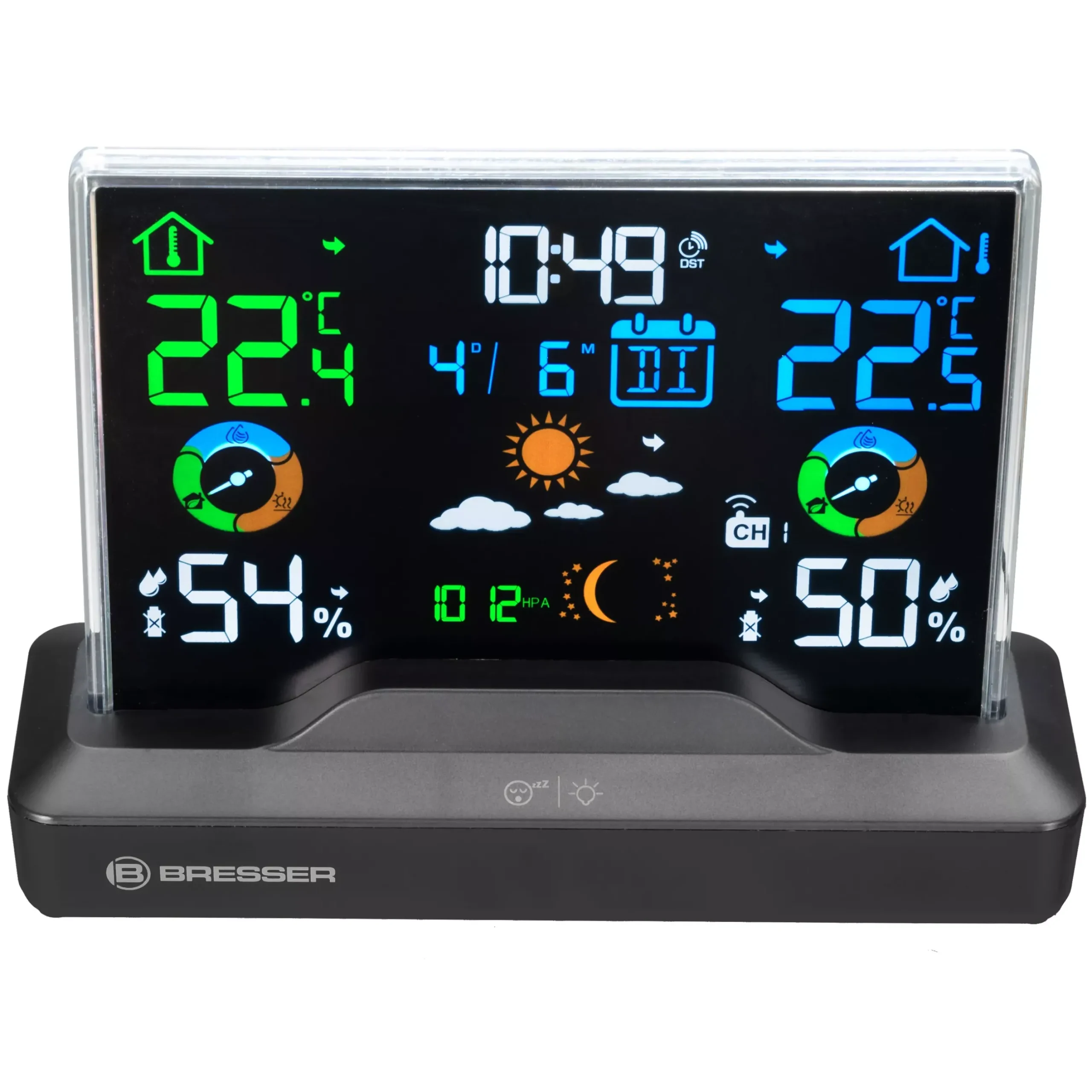Bresser Raumklimamessgeräte|Wetterstationen Mit Thermo-/Hygro-Außensensor>Funk-Farbwetterstation mit rahmenlosem Display