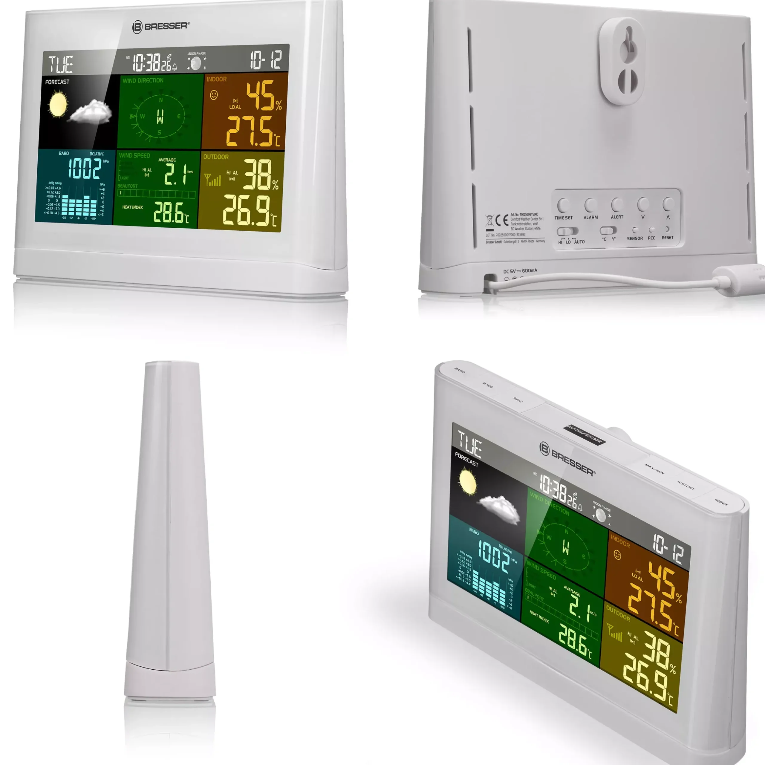 Bresser Raumklimamessgeräte|Wetterstationen Mit 5-In-1-Außensensor>5-in-1 Comfort Wetterstation mit Farbdisplay