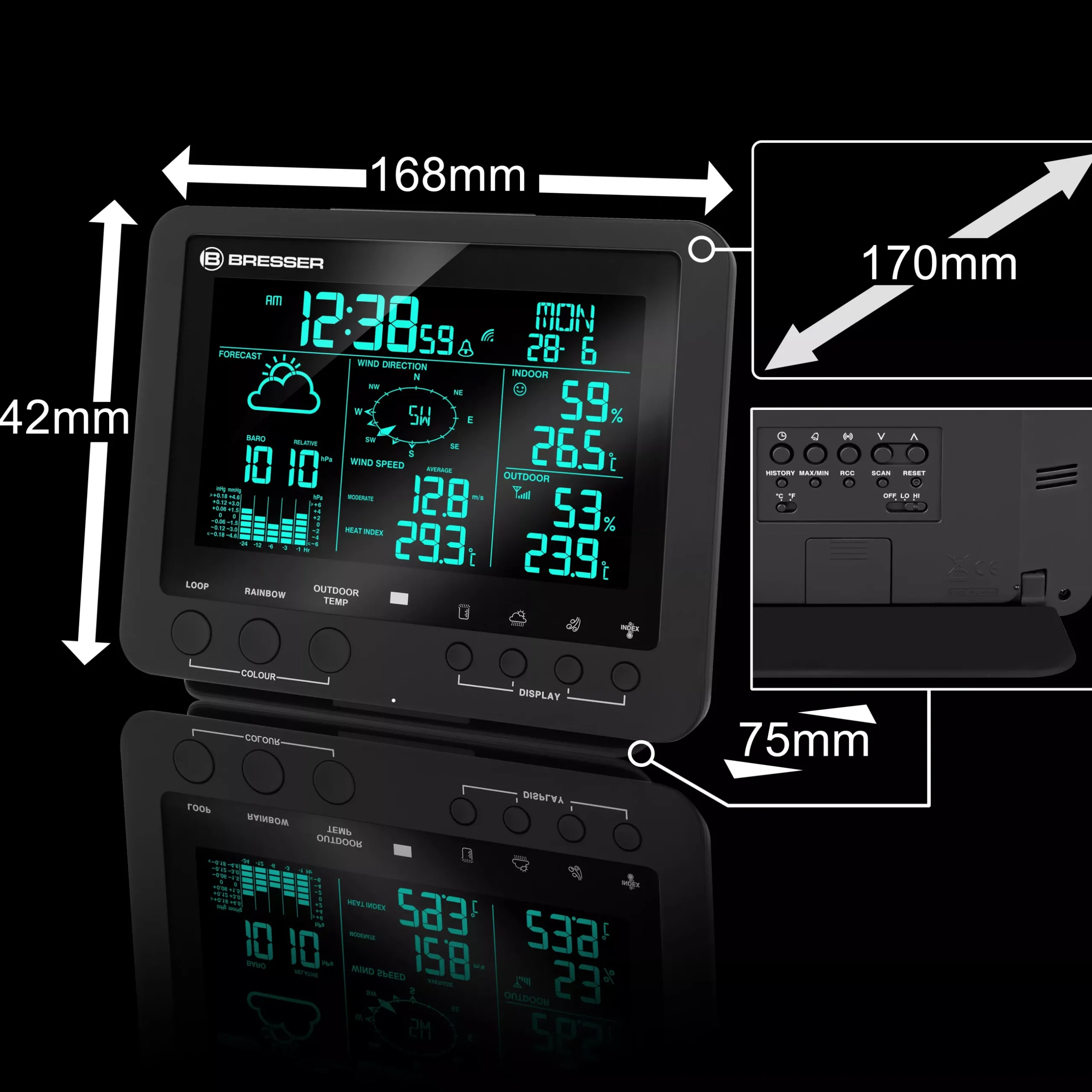 Bresser Wetterstationen Mit 5-In-1-Außensensor>5-in-1 Profi-Wetterstation mit Farbwechsel