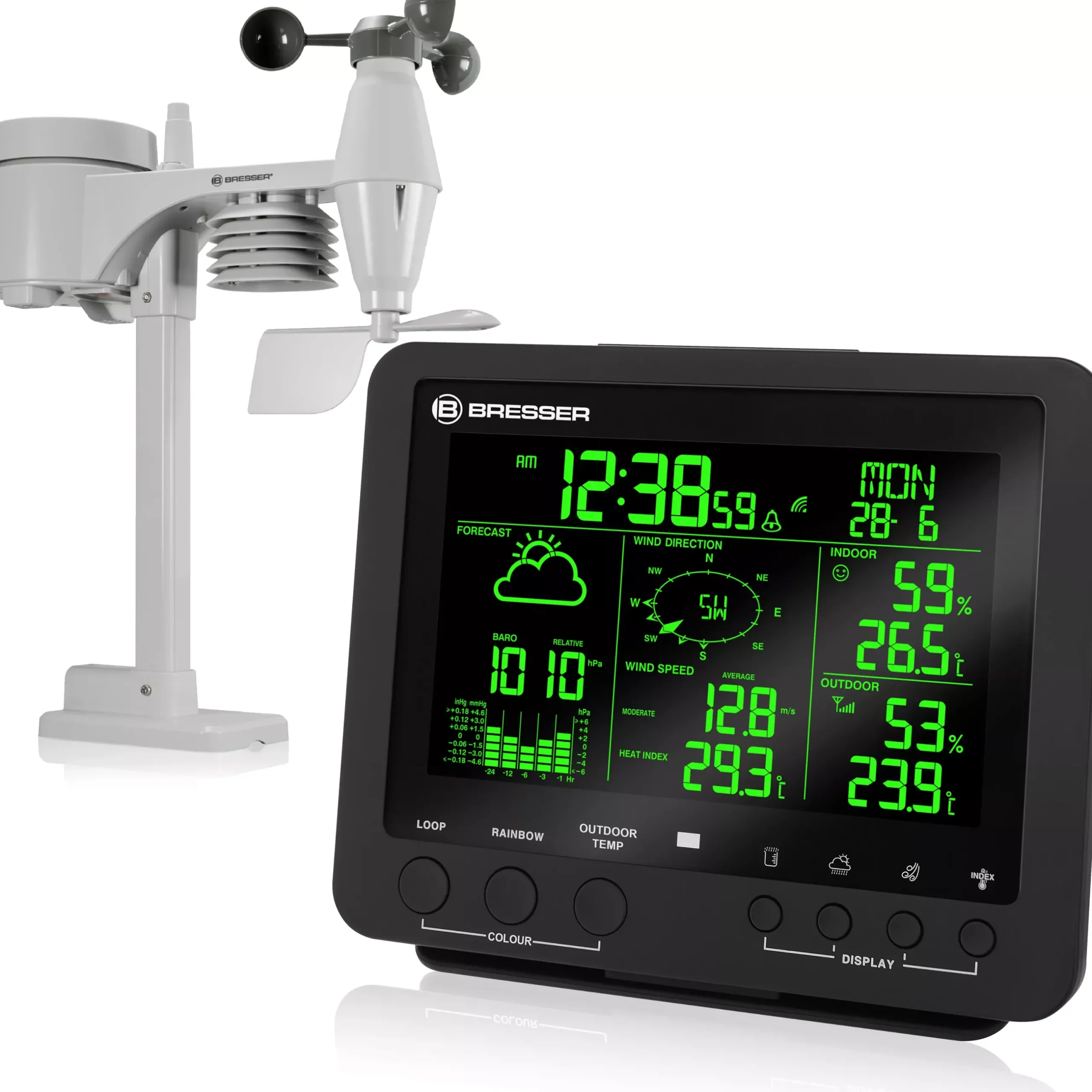 Bresser Wetterstationen Mit 5-In-1-Außensensor>5-in-1 Profi-Wetterstation mit Farbwechsel