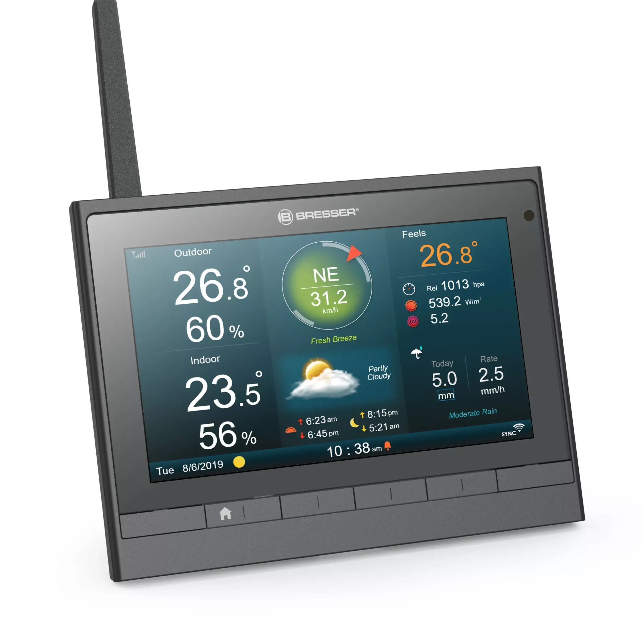 Bresser Wetterstationen Mit 7-In-1-Außensensor>MeteoChamp HD WLAN-Wetterstation 7-in-1 mit verschiedenen Anzeige-Modi