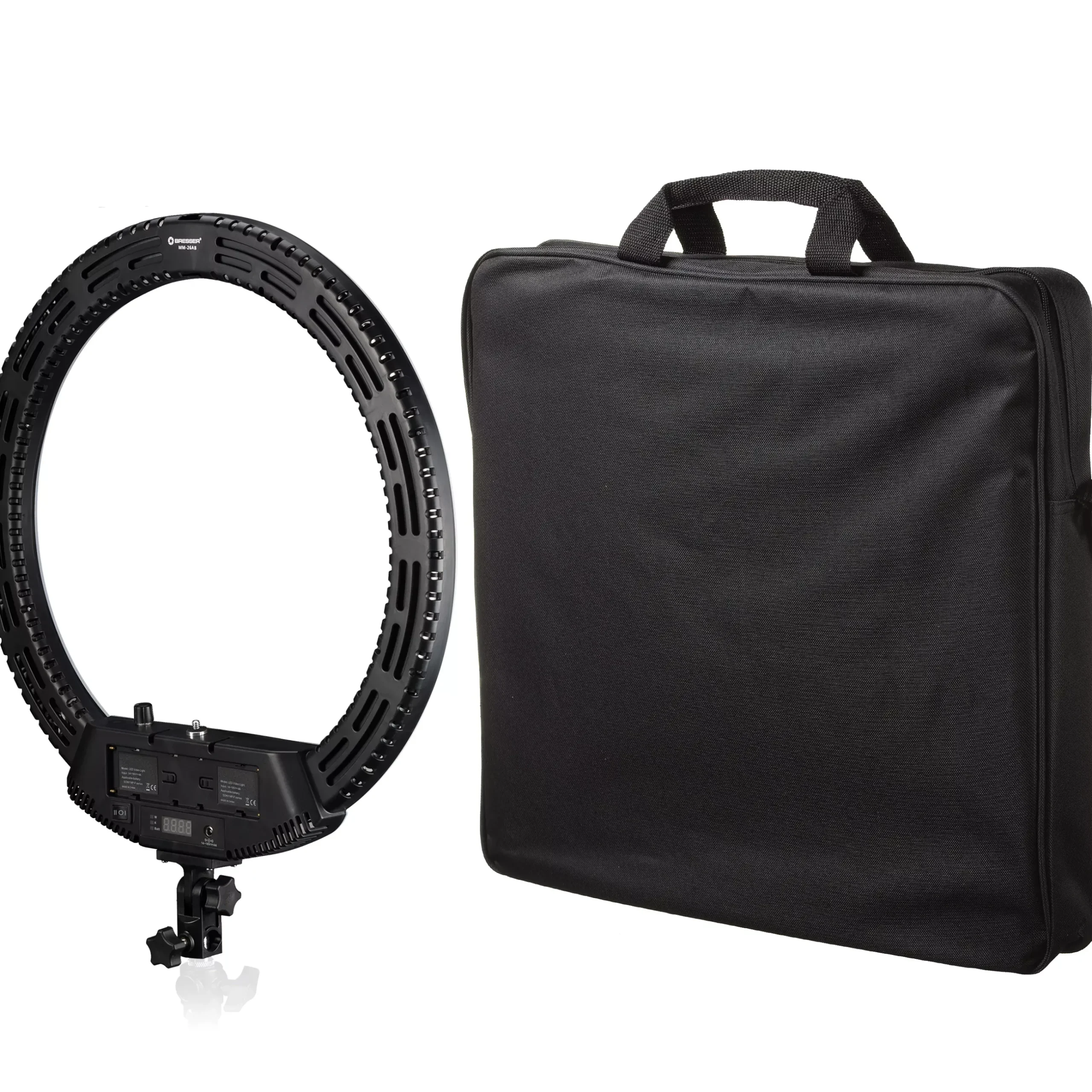 Bresser Ringlichter>MM-26AB Bi-Color LED Ringlicht 48W dimmbar mit Smartphonehalter und Fernauslöser