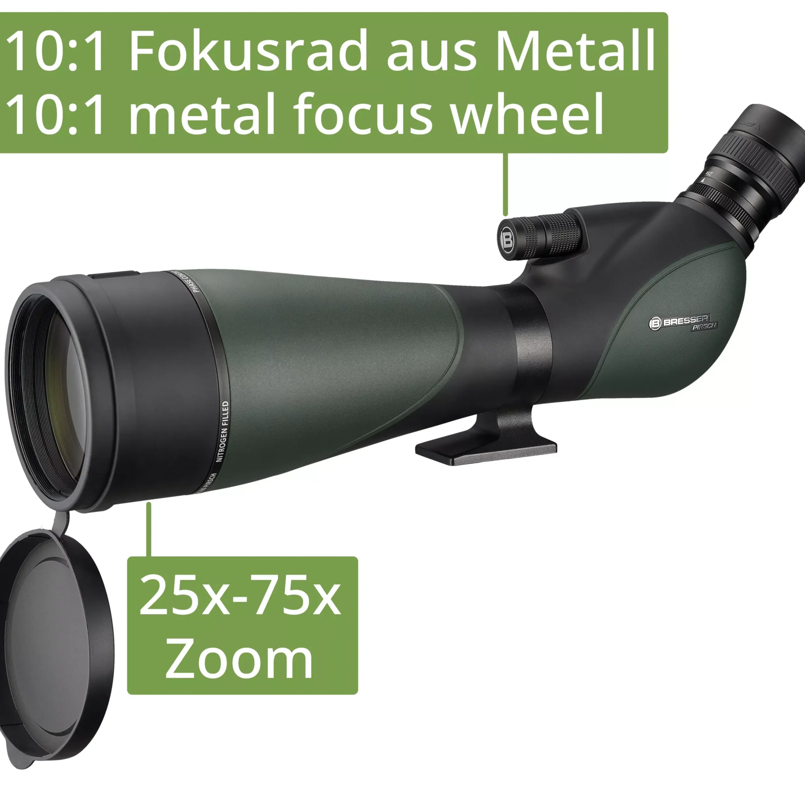 Bresser Vogel- & Naturbeobachtung|Digiscoping>Pirsch 25-75x100 Spektiv Gen. II mit DeLuxe 10:1 Fokus