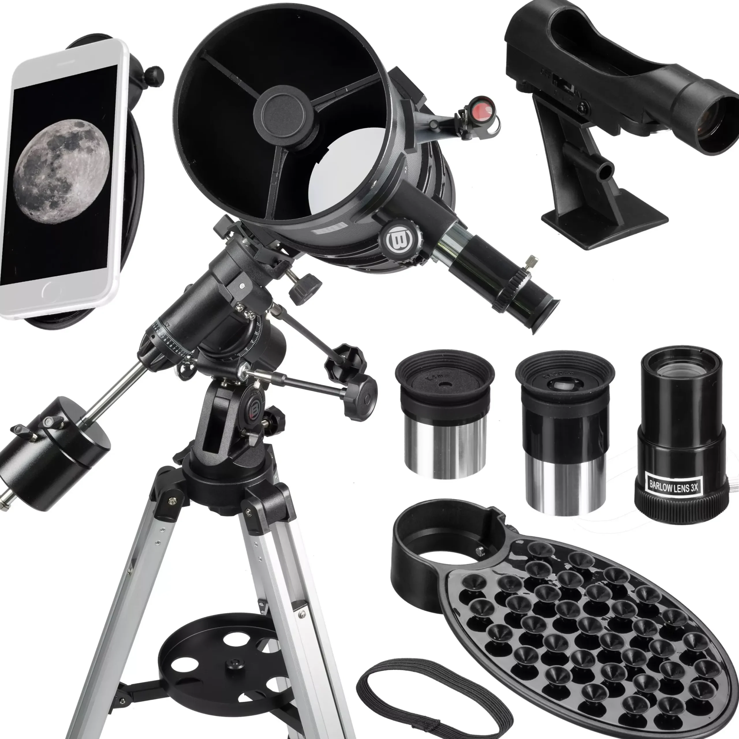 Bresser Teleskope Mit Sonnenfilter|Teleskope Für Deep-Sky>Pollux-II 150/1400 EQ3 Spiegelteleskop mit Smartphone-Adapter & Sonnenfilter