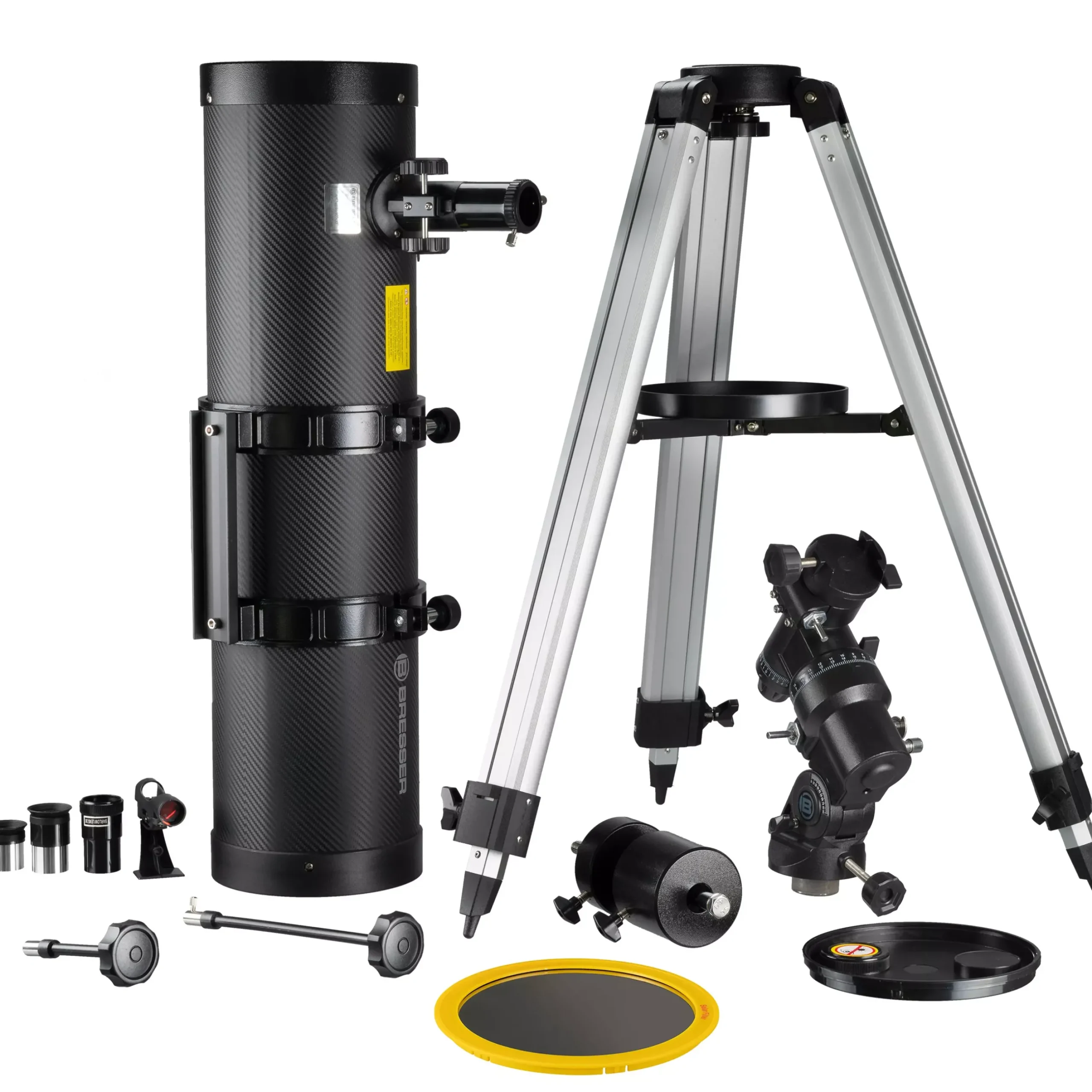 Bresser Teleskope Mit Sonnenfilter|Teleskope Für Deep-Sky>Pollux-II 150/1400 EQ3 Spiegelteleskop mit Smartphone-Adapter & Sonnenfilter