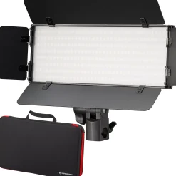 Bresser Lichtstäbe Und Mini-Leds|Led Flächenleuchten>PT 30B-II LED Bi-Color Videoleuchten-Set mit Lichtklappen, Akkus, Netzteil, Fernbedienung und Tasche