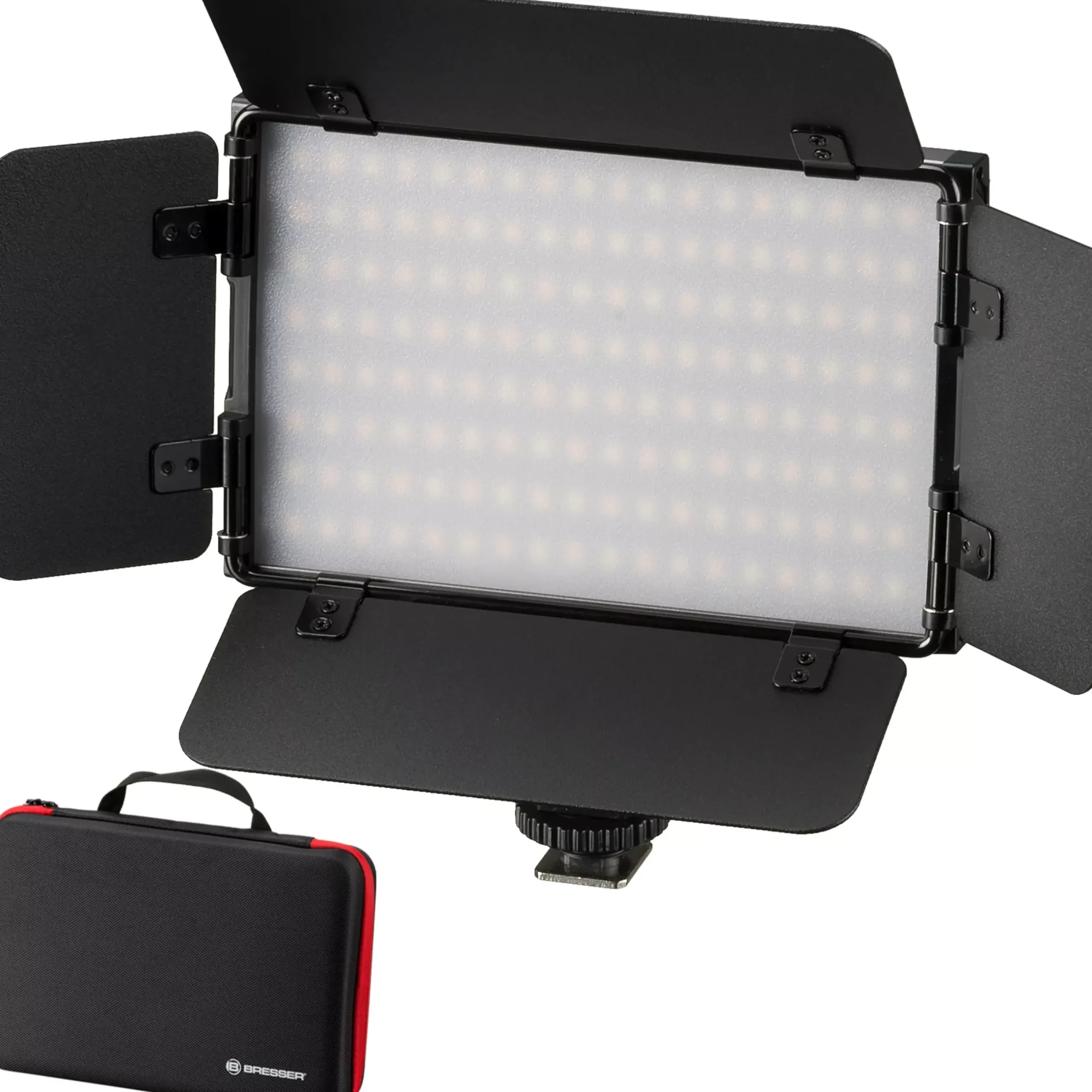 Bresser Lichtstäbe Und Mini-Leds>PT Pro 15B-II Bi-Color LED Videoleuchte mit Lichtklappen, Akku und Tasche