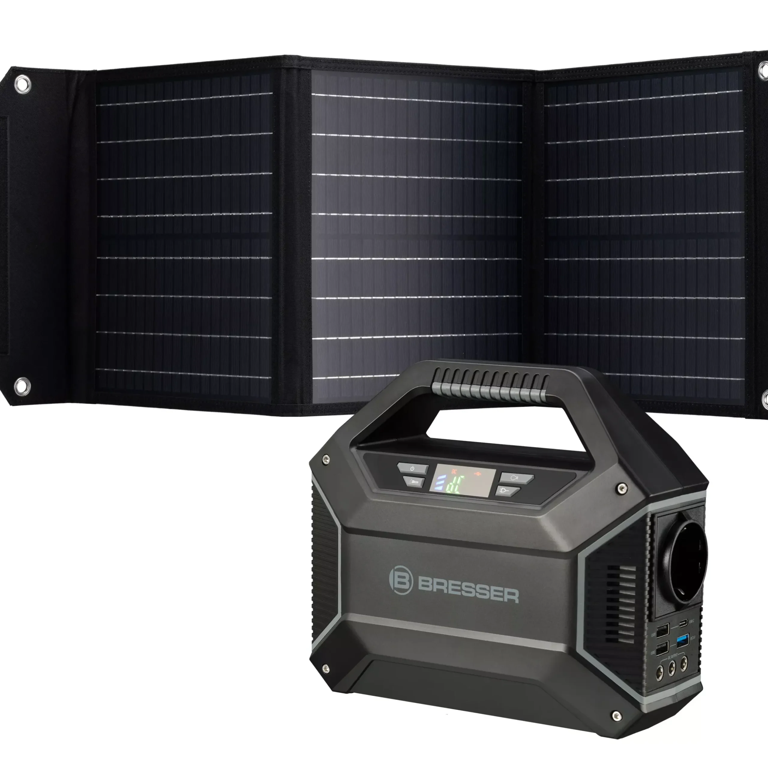 Bresser Mobile Stromversorgung|Stromversorgung>Set Mobile Power-Station 100 W + Solar-Panel 40 W