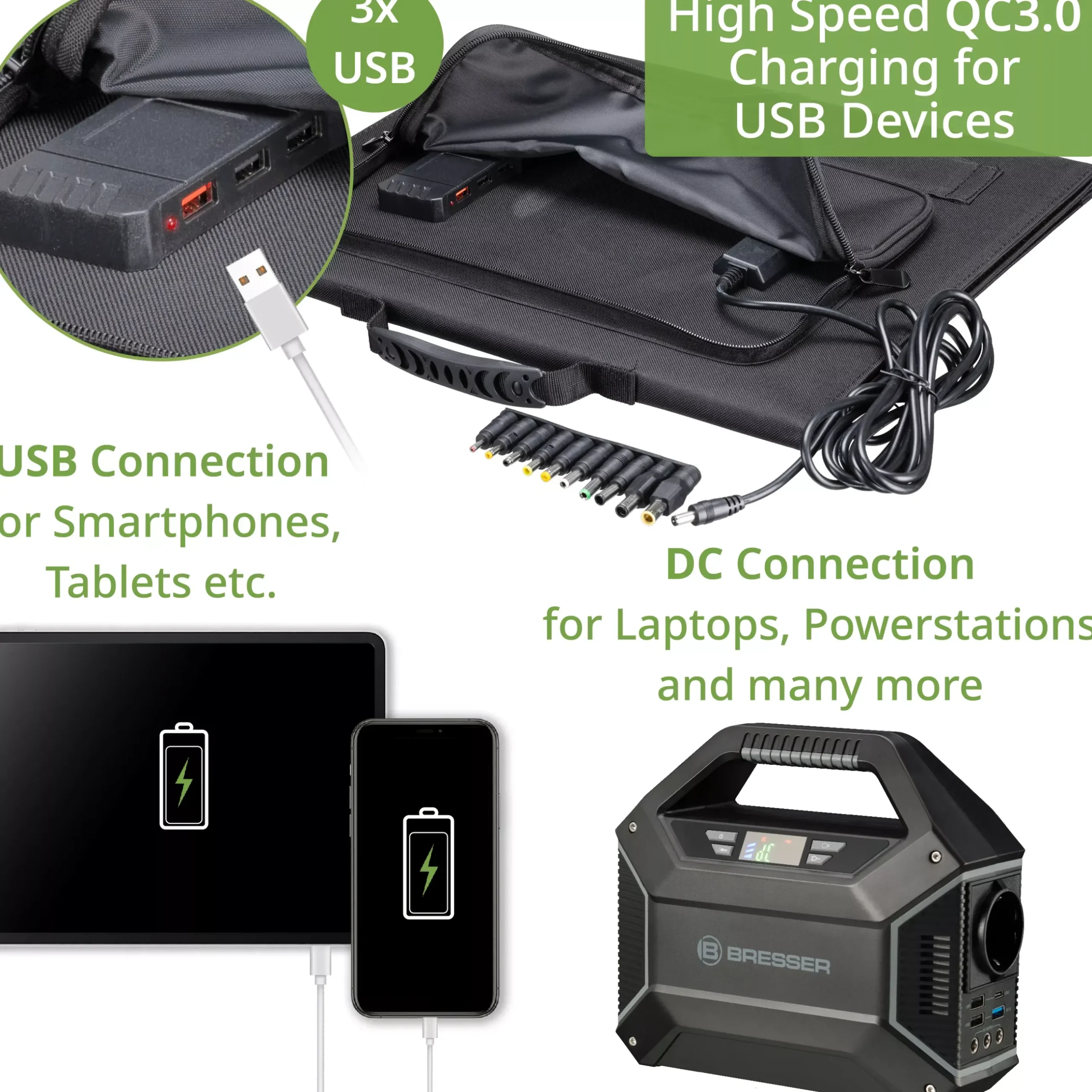 Bresser Mobile Stromversorgung|Stromversorgung>Set Mobile Power-Station 100 W + Solar-Panel 40 W