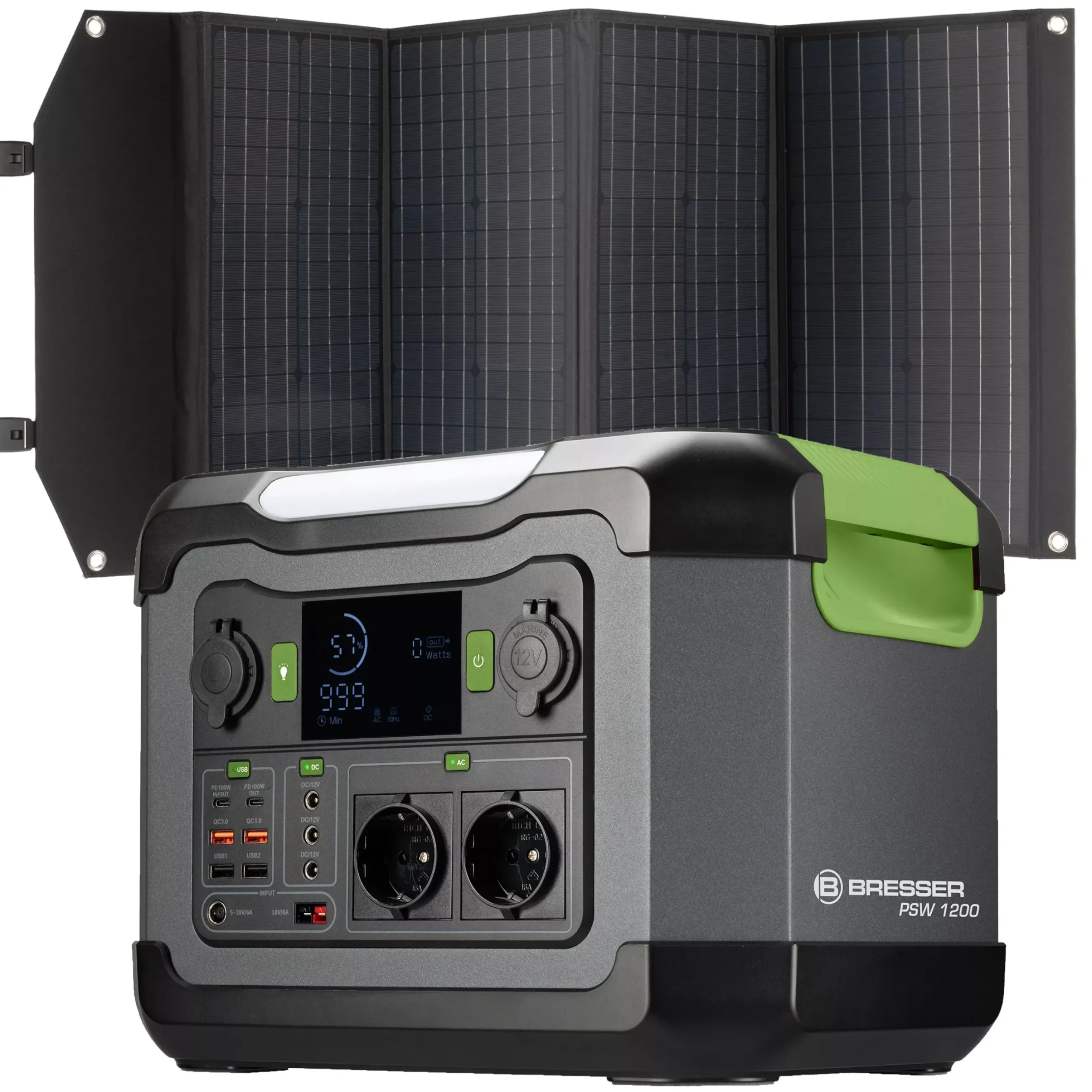 Bresser Mobile Stromversorgung|Stromversorgung>Set Mobile Power-Station 1.200 W + Solar-Ladegerät 120 W