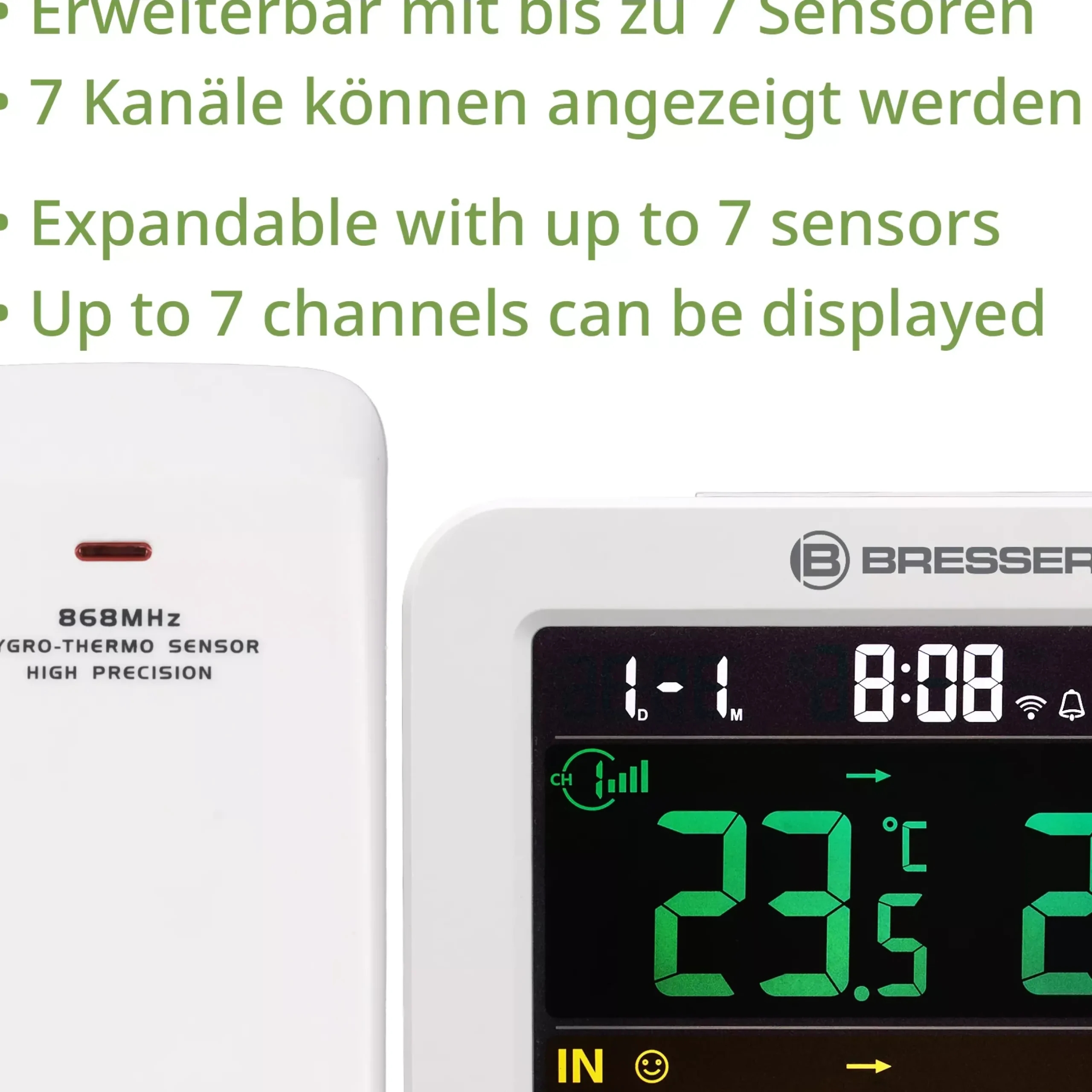 Bresser Smart Home Wetterstationen|Wetterstationen Mit Thermo-/Hygro-Außensensor>Smart Home 7-Kanal Tuya Thermo-Hygrometer
