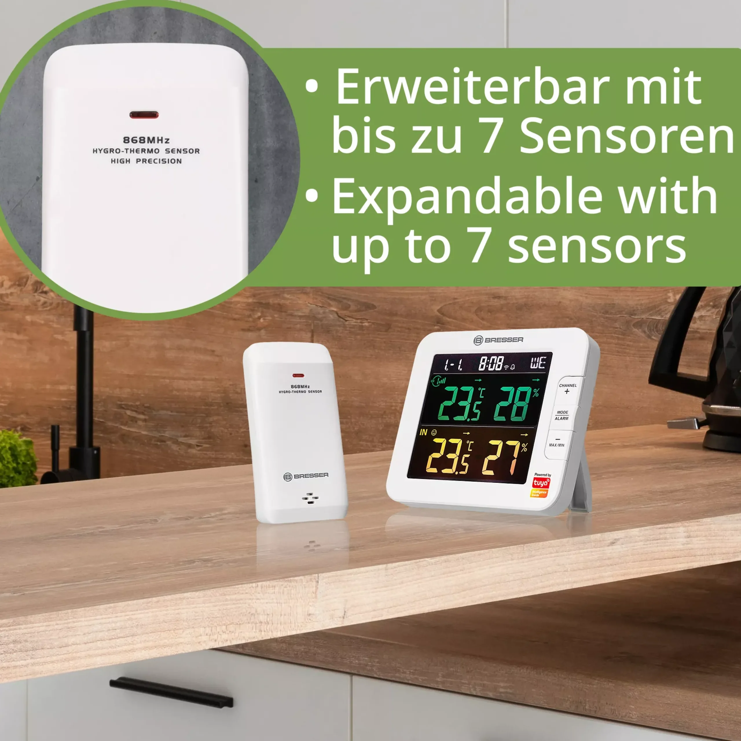 Bresser Smart Home Wetterstationen|Wetterstationen Mit Thermo-/Hygro-Außensensor>Smart Home 7-Kanal Tuya Thermo-Hygrometer