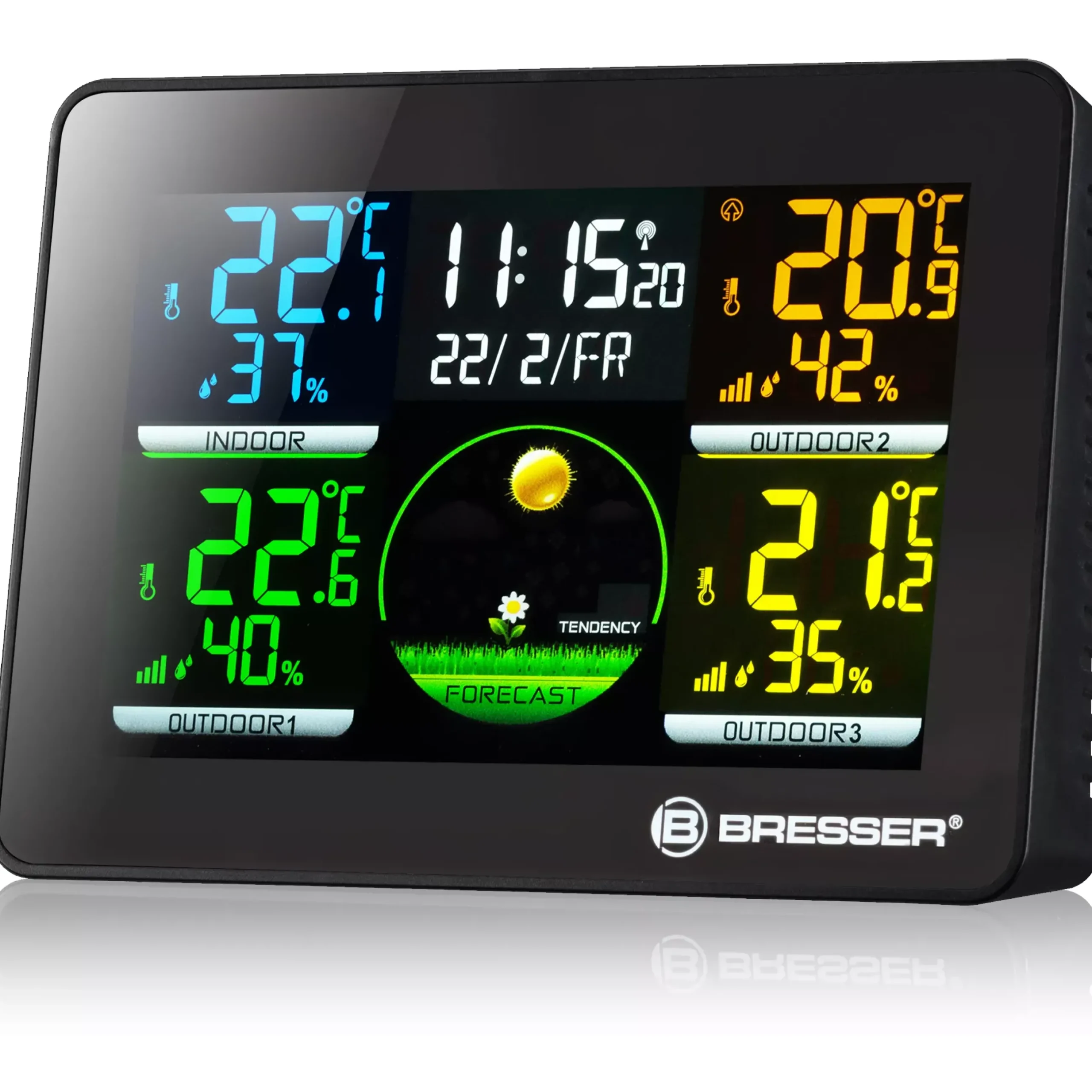 Bresser Wetterstationen Mit Thermo-/Hygro-Außensensor|Innen-Thermometer>Thermo Hygro Quadro NLX - Thermo-Hygrometer mit 3 Außensensoren