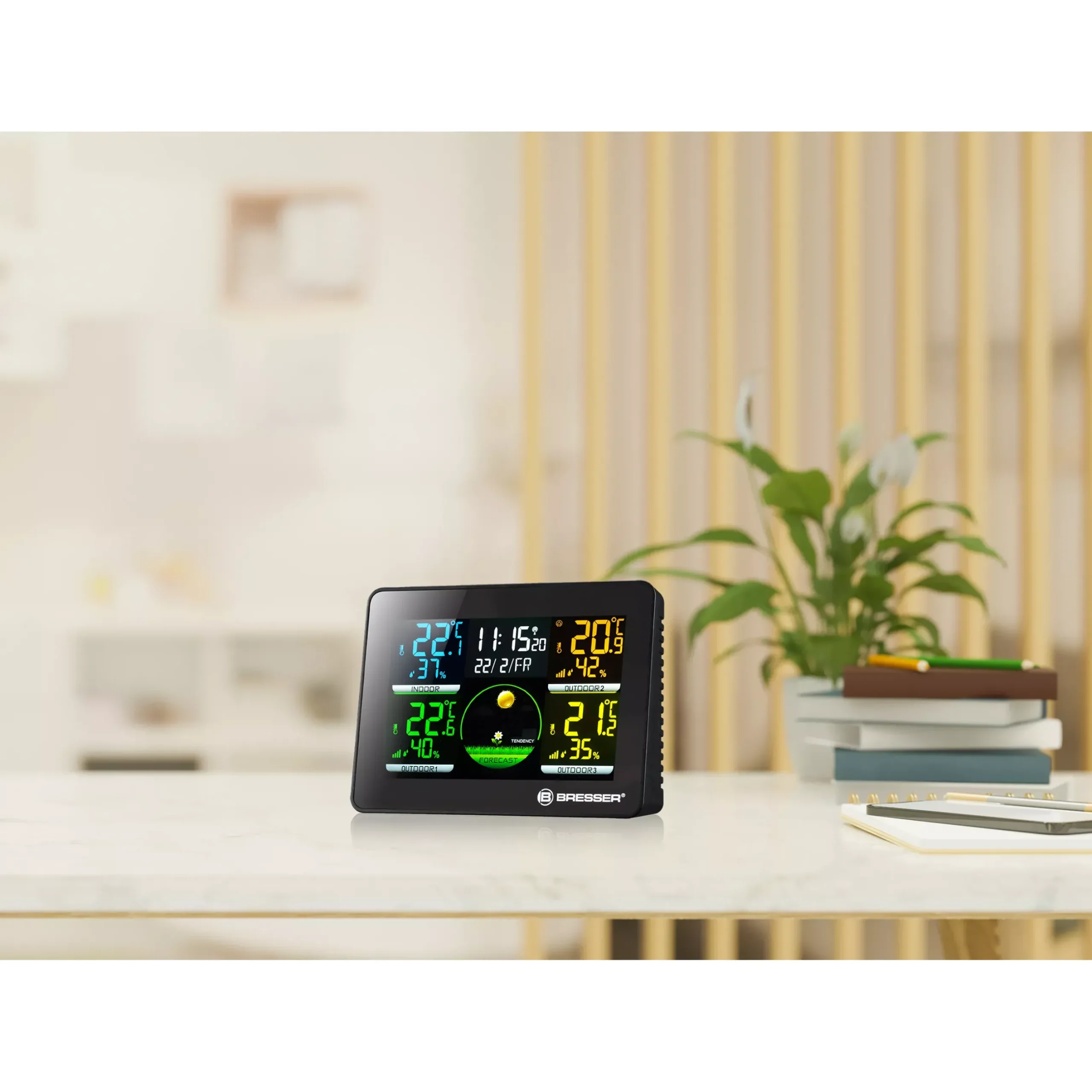 Bresser Wetterstationen Mit Thermo-/Hygro-Außensensor|Innen-Thermometer>Thermo Hygro Quadro NLX - Thermo-Hygrometer mit 3 Außensensoren