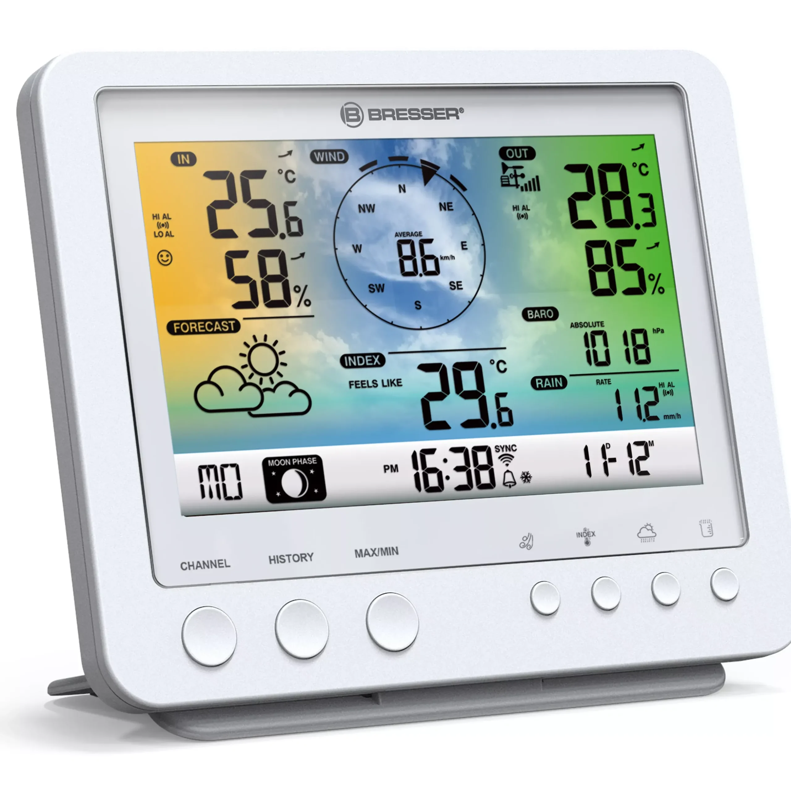 Bresser Wetterstationen Mit 5-In-1-Außensensor>WLAN-Farbwetterstation mit 5-in-1-Profi-Sensor weiß