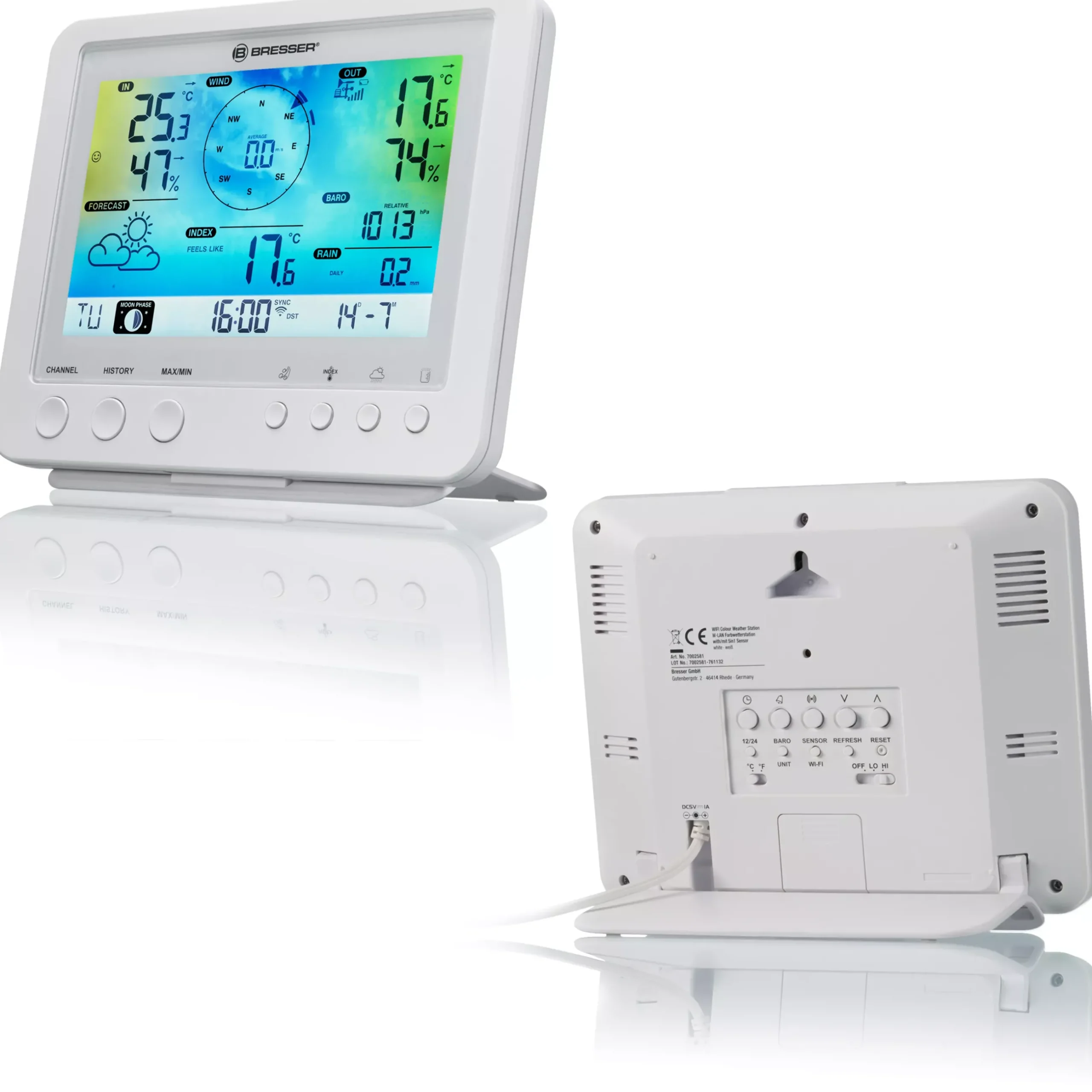 Bresser Wetterstationen Mit 5-In-1-Außensensor>WLAN-Farbwetterstation mit 5-in-1-Profi-Sensor weiß