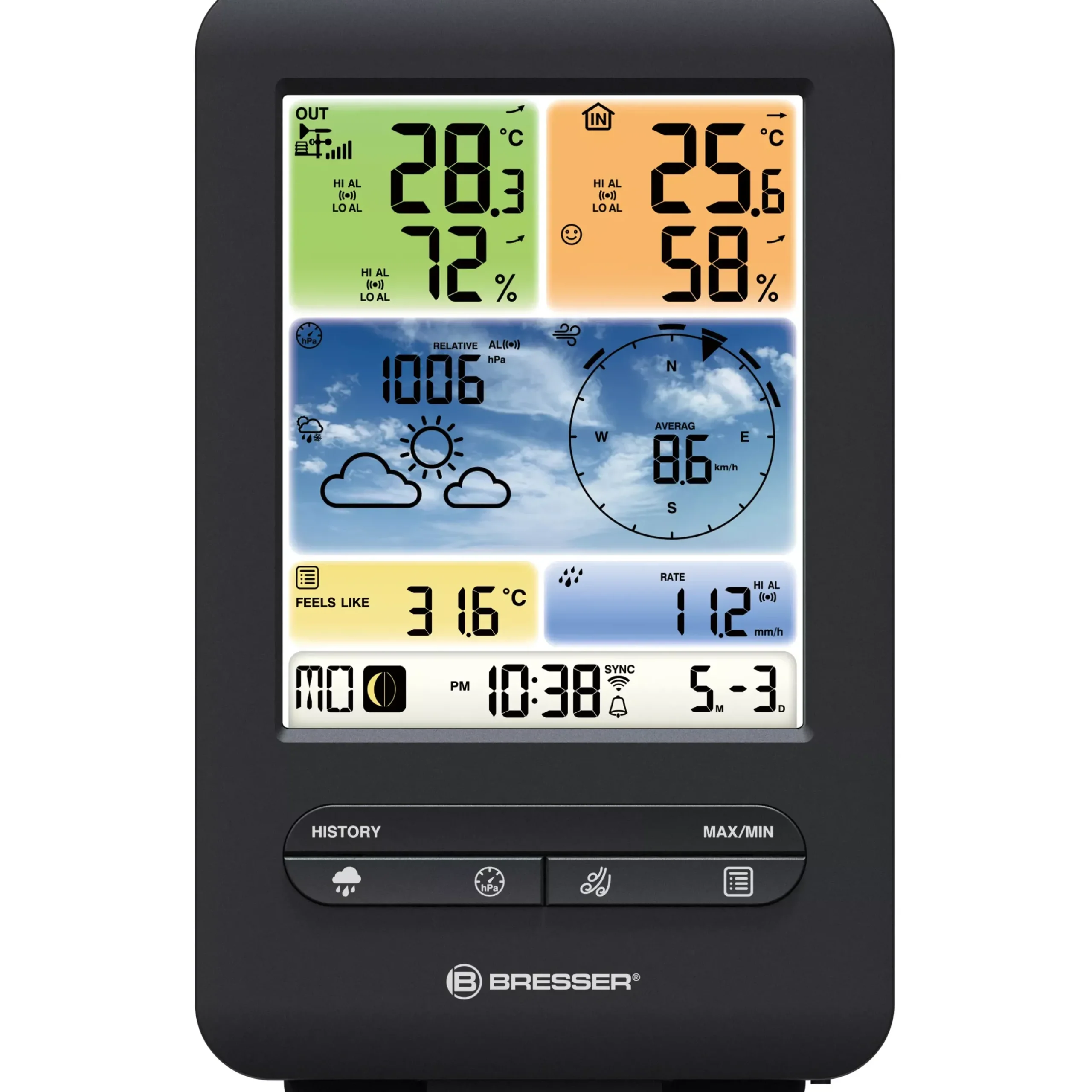 Bresser Wetterstationen Mit 5-In-1-Außensensor>WLAN-Farbwetterstation mit 5-in-1-Profi-Sensor V