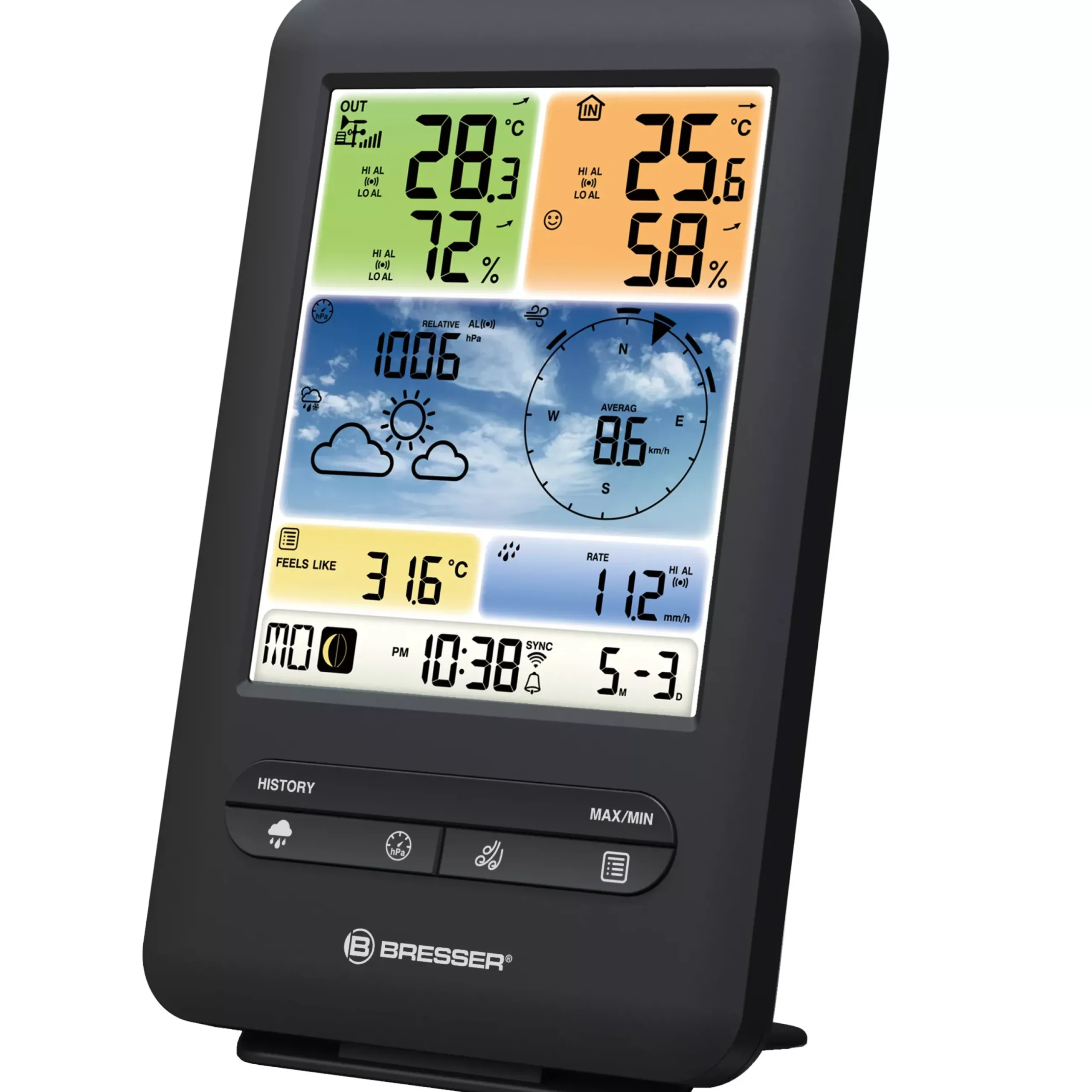 Bresser Wetterstationen Mit 5-In-1-Außensensor>WLAN-Farbwetterstation mit 5-in-1-Profi-Sensor V