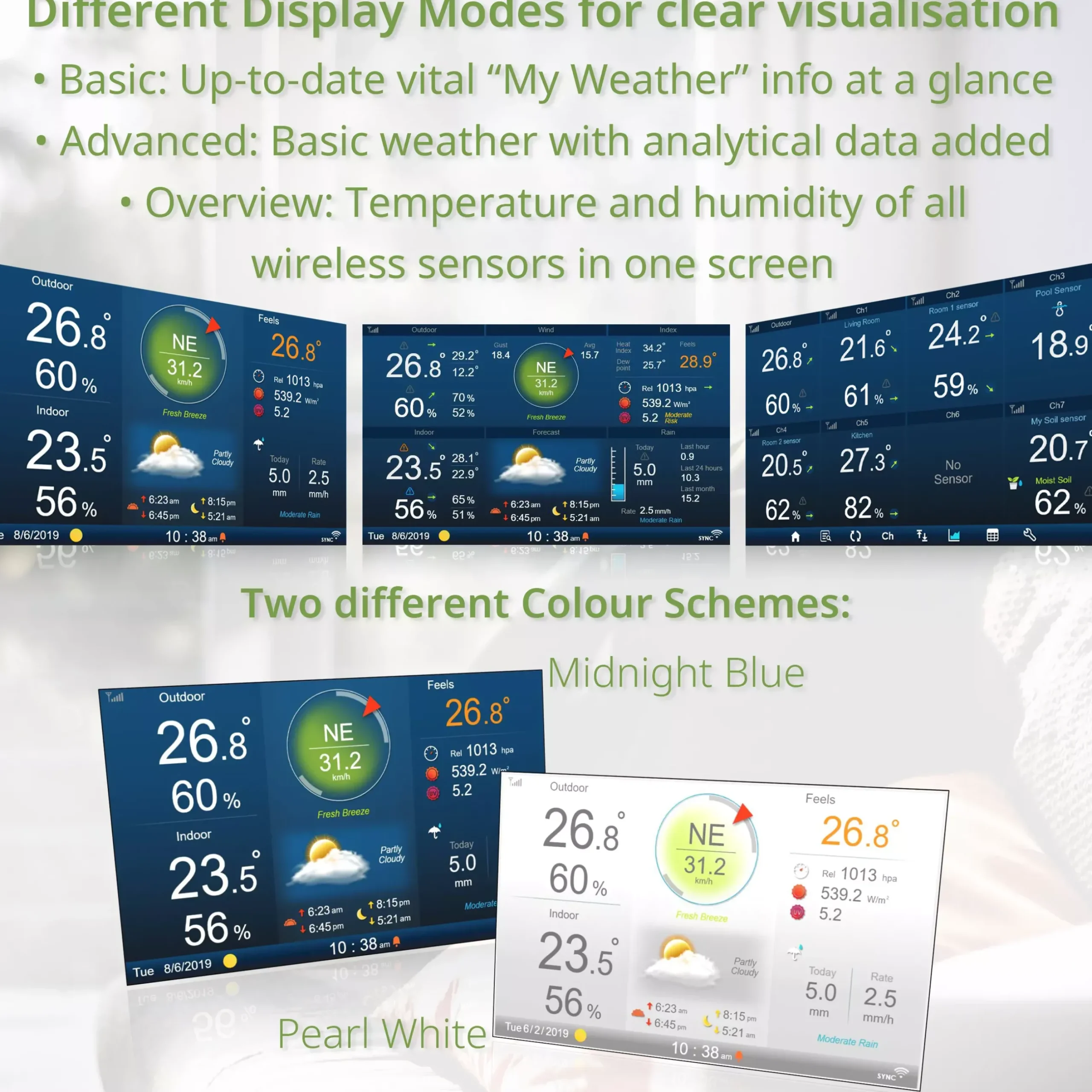 Bresser Wetterstationen Mit 7-In-1-Außensensor>WLAN HD TFT 7-in-1-Profi-Wetterstation mit verschiedenen Anzeige-Modi