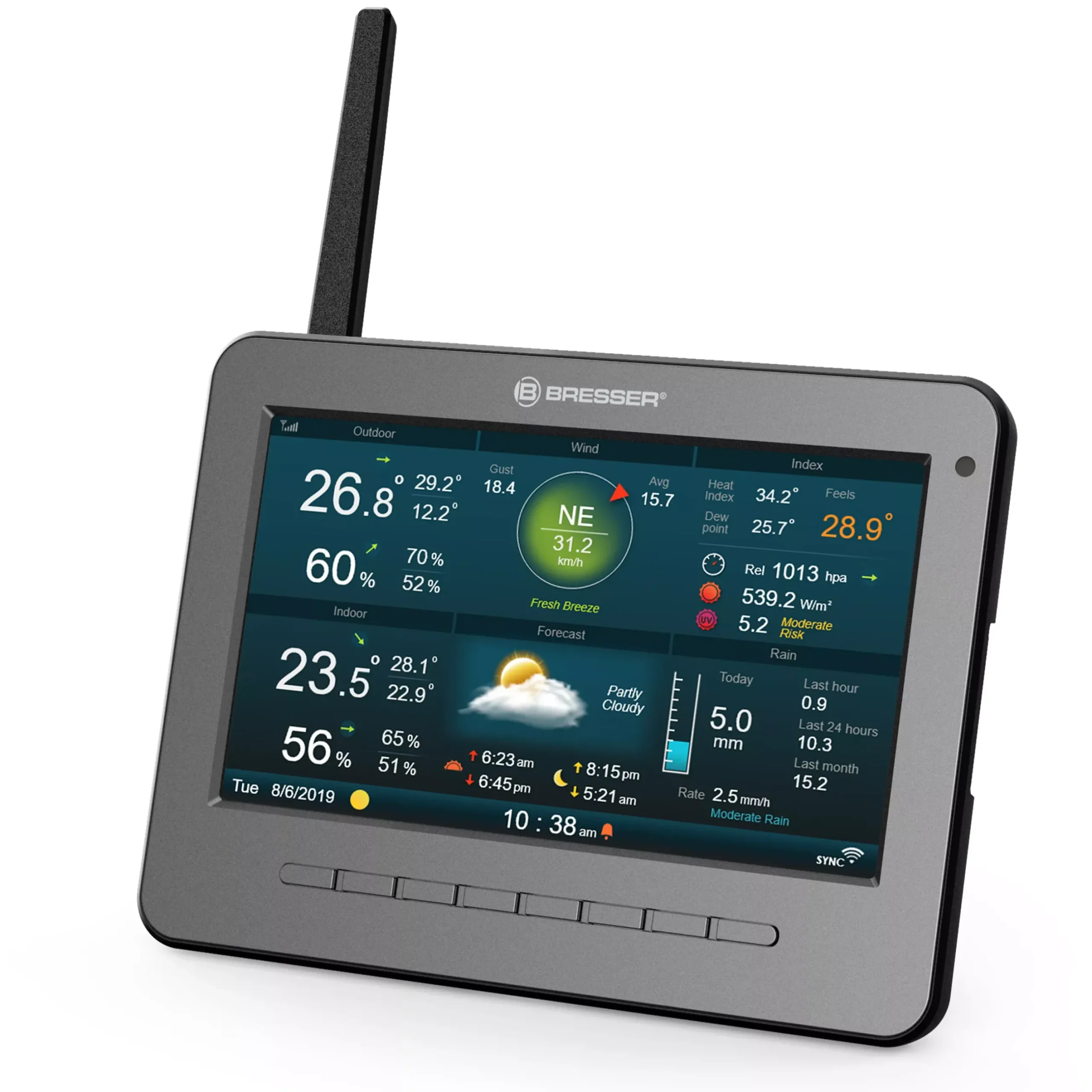 Bresser Wetterstationen Mit 7-In-1-Außensensor>WLAN HD TFT 7-in-1-Profi-Wetterstation mit verschiedenen Anzeige-Modi
