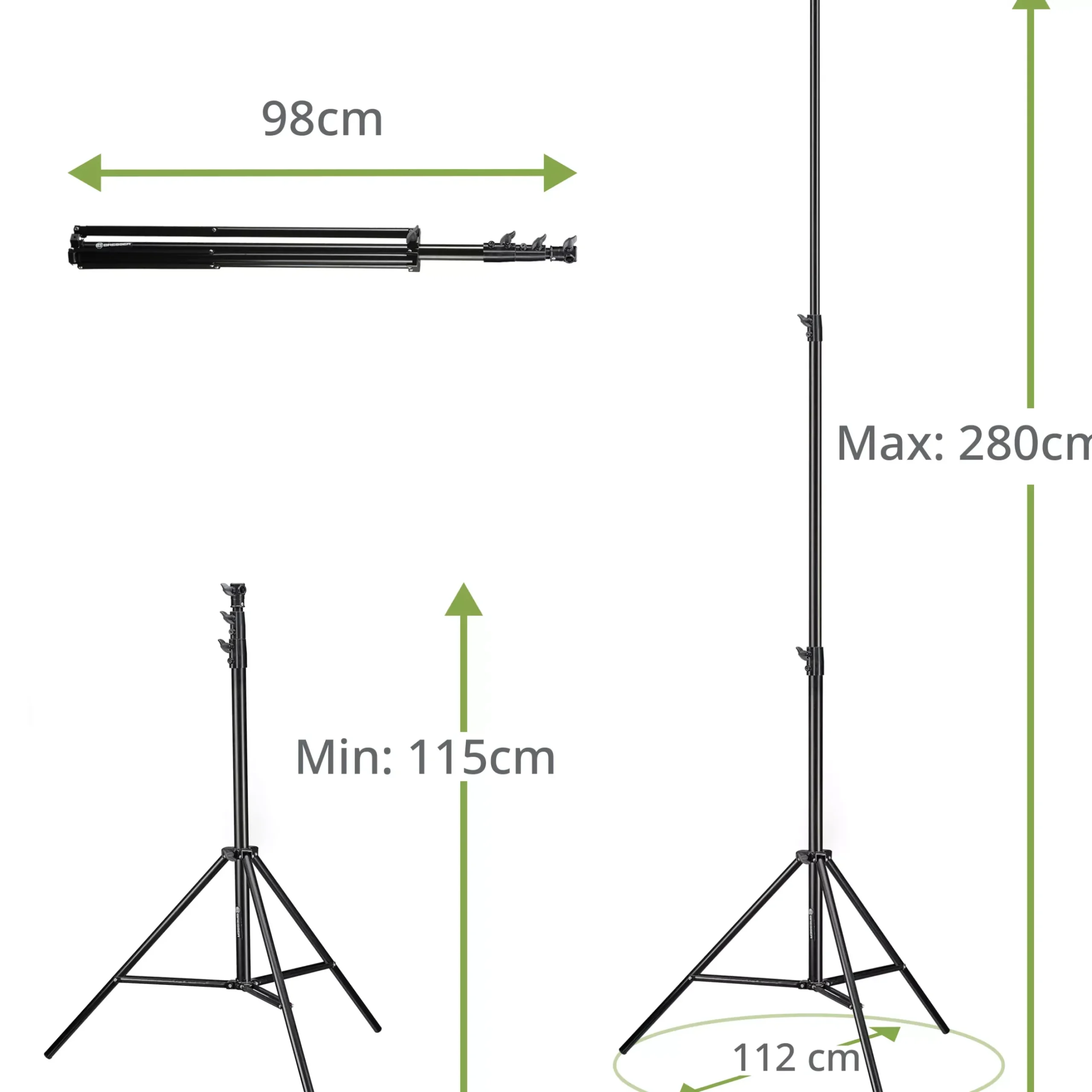 Bresser Lampenstative>3x BR-TP280 PRO-1 Stativ (280 cm) + Tasche