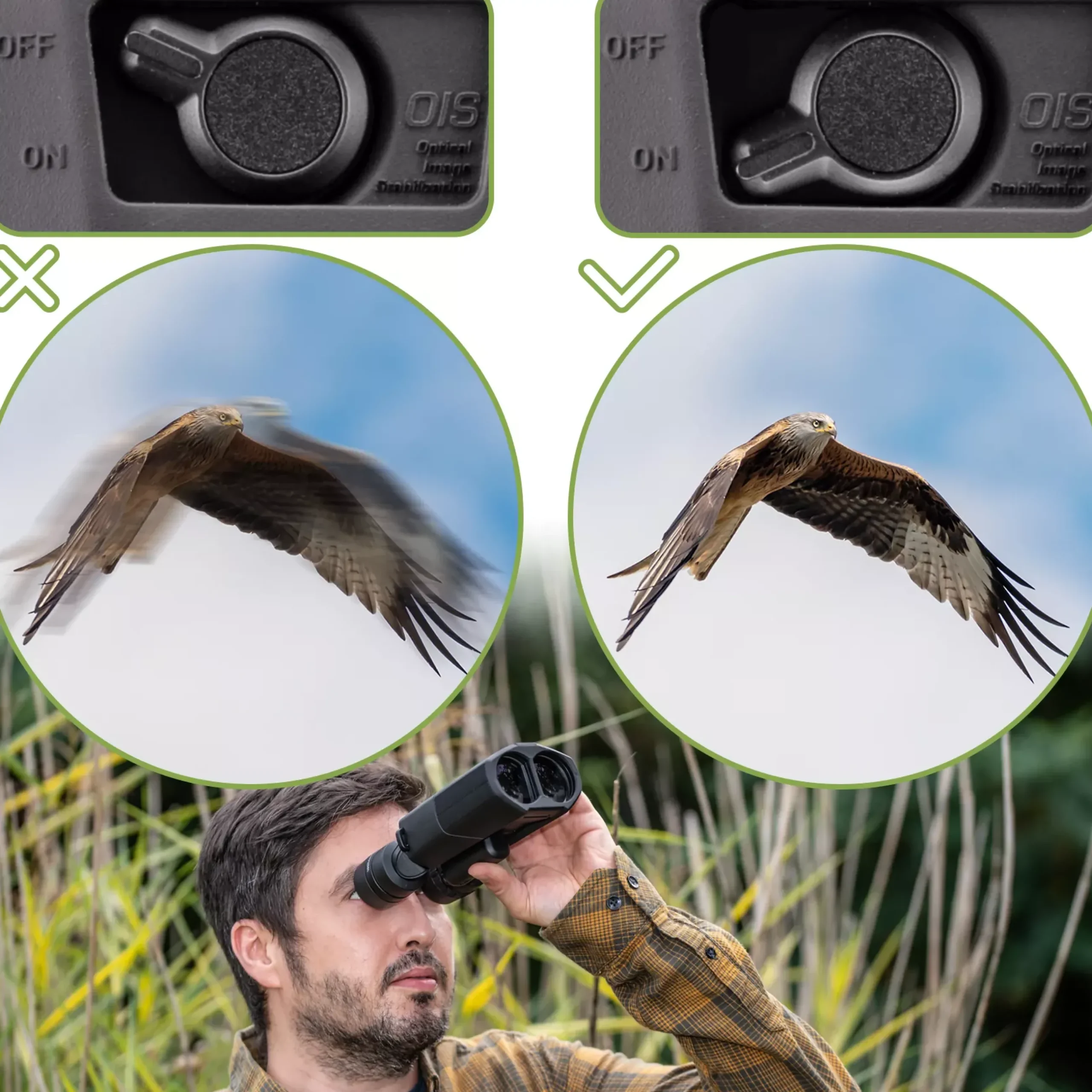Bresser Astronomie-Fernglas|Fernglas Zur Vogelbeobachtung>16x42 STABILIZER OIS Fernglas mit Bildstabilisator