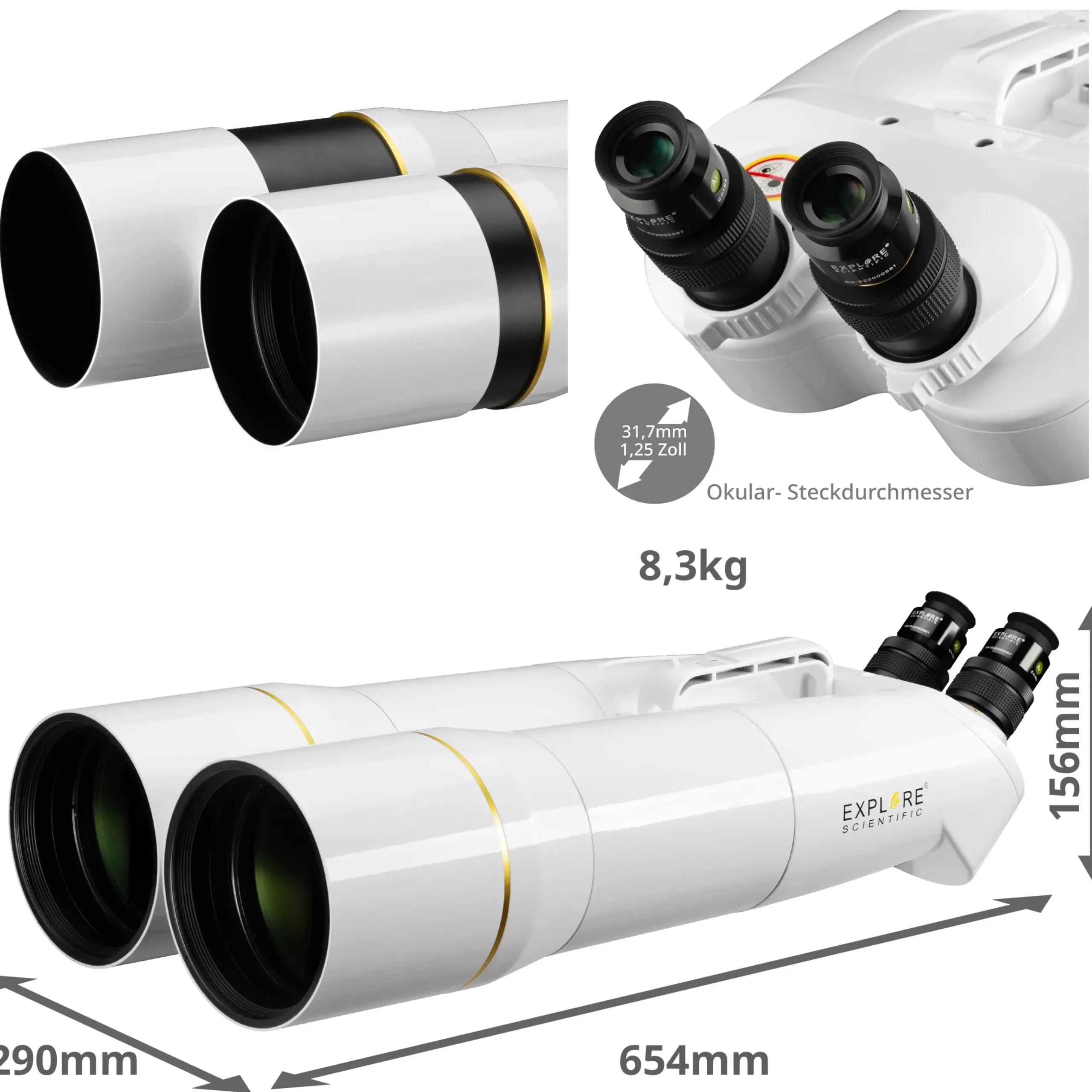 Bresser Großfernglas|Astronomie-Fernglas>EXPLORE SCIENTIFIC BT-120 SF Großfernglas mit 62 Grad LER Okularen 20mm
