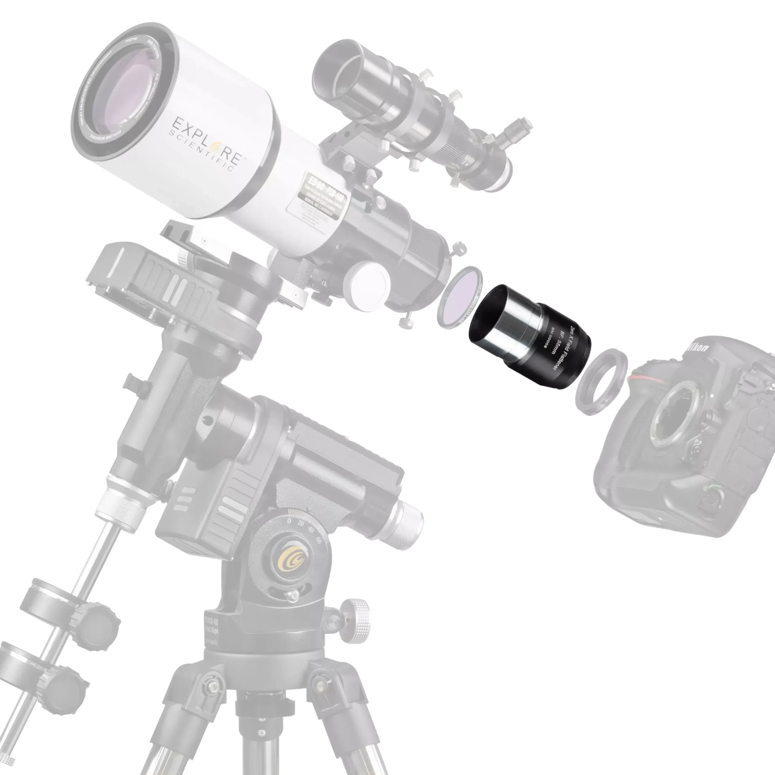 Bresser Zubehör Für Astrokameras|Korrektoren & Reducer>EXPLORE SCIENTIFIC Zero X Bildfeldebner 2''/M48 für ED80, ED102 u. ED127 APO
