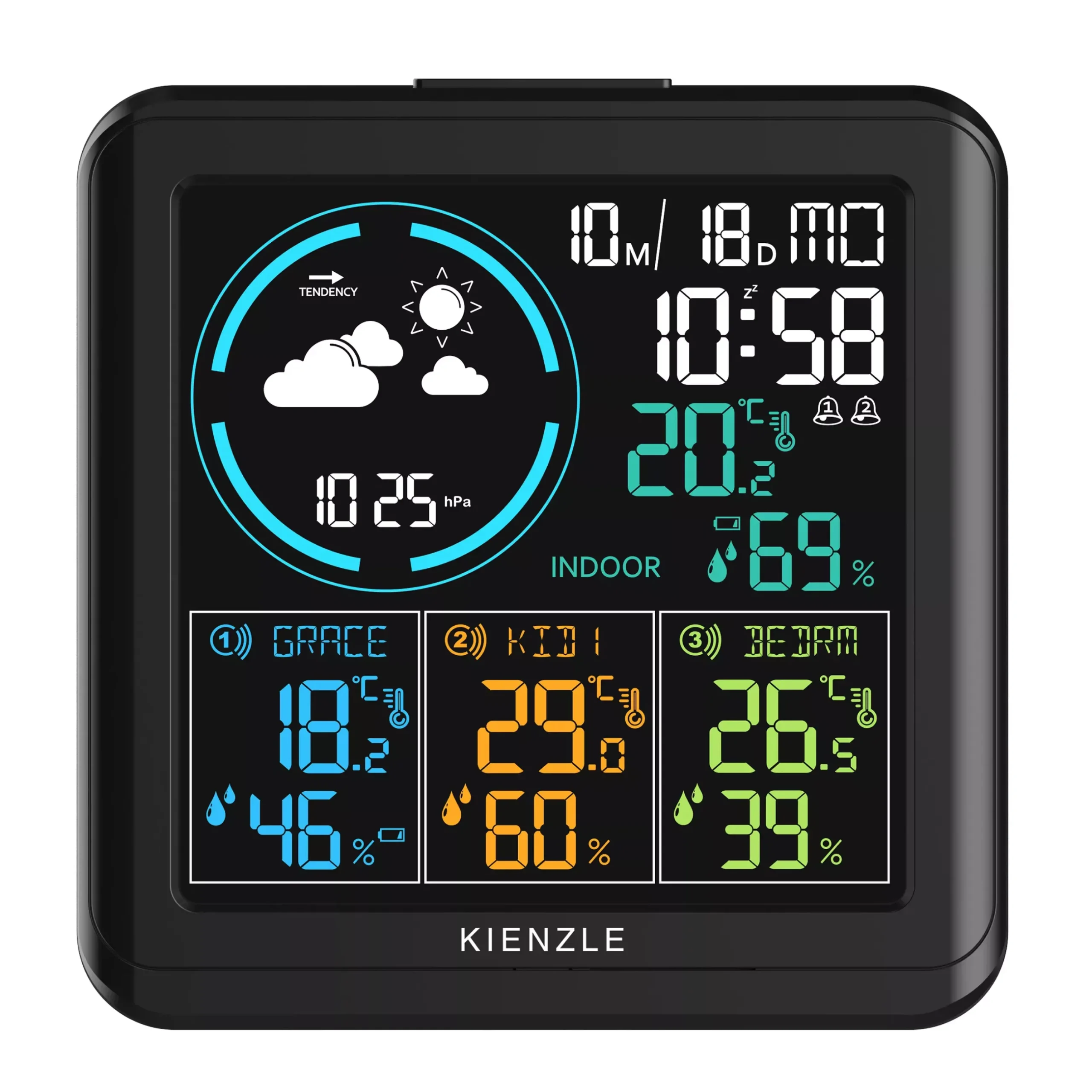 Bresser Wetterstationen Mit Thermo-/Hygro-Außensensor|Innen-Thermometer>KIENZLE Funk-Wetterstation mit 3 Außensensoren